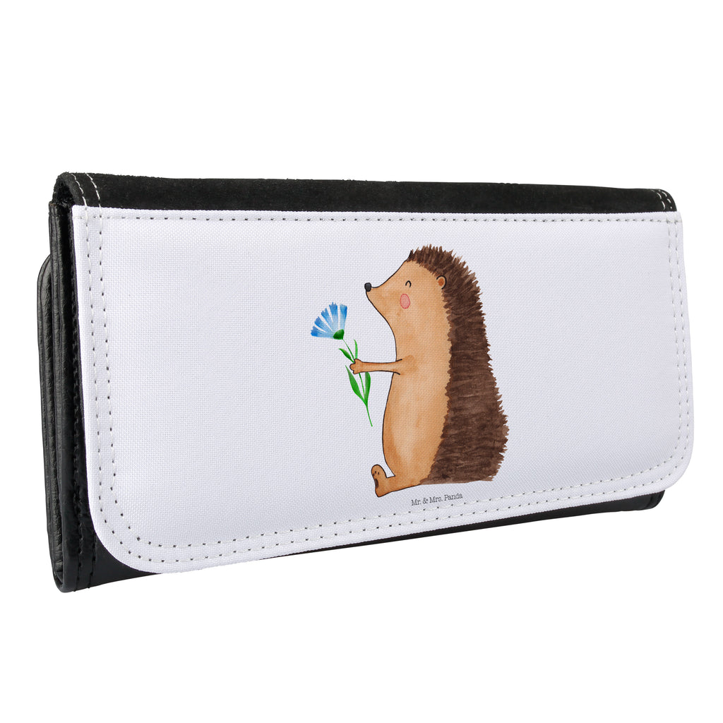 Damen Portemonnaie Igel mit Blume Portemonnaie, Portemonee, Geldbörse, Damen, Groß, XXL, Geldbeutel, Portemonnaies, Tiermotive, Gute Laune, lustige Sprüche, Tiere, Igel, Gute Besserung, Genesungswünsche, Krankheit, Krankenhaus, krank, Besuch