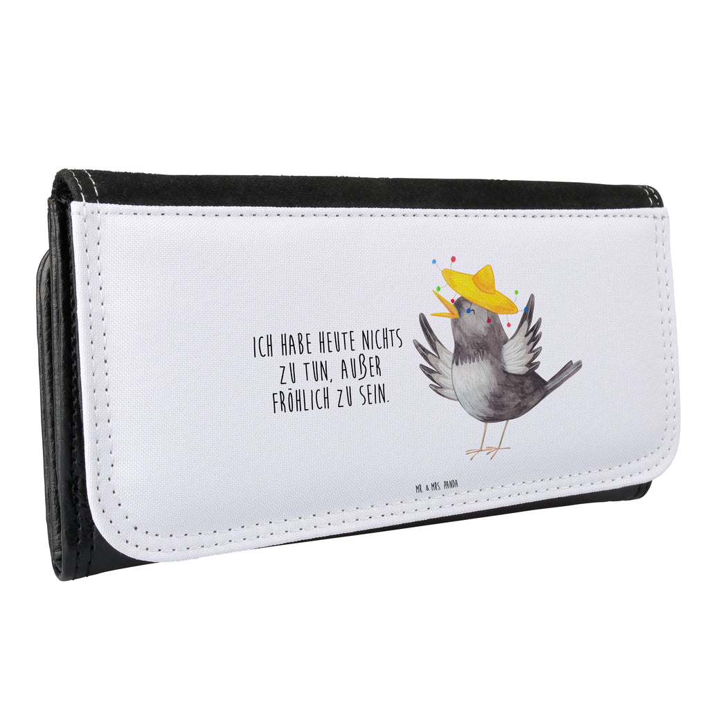 Damen Portemonnaie Rabe mit Sombrero Portemonnaie, Portemonee, Geldbörse, Damen, Groß, XXL, Geldbeutel, Portemonnaies, Tiermotive, Gute Laune, lustige Sprüche, Tiere, Rabe, Vogel, Vögel, Spruch positiv, fröhlich sein, glücklich sein, Glück Spruch, froh, Elster, Motivation