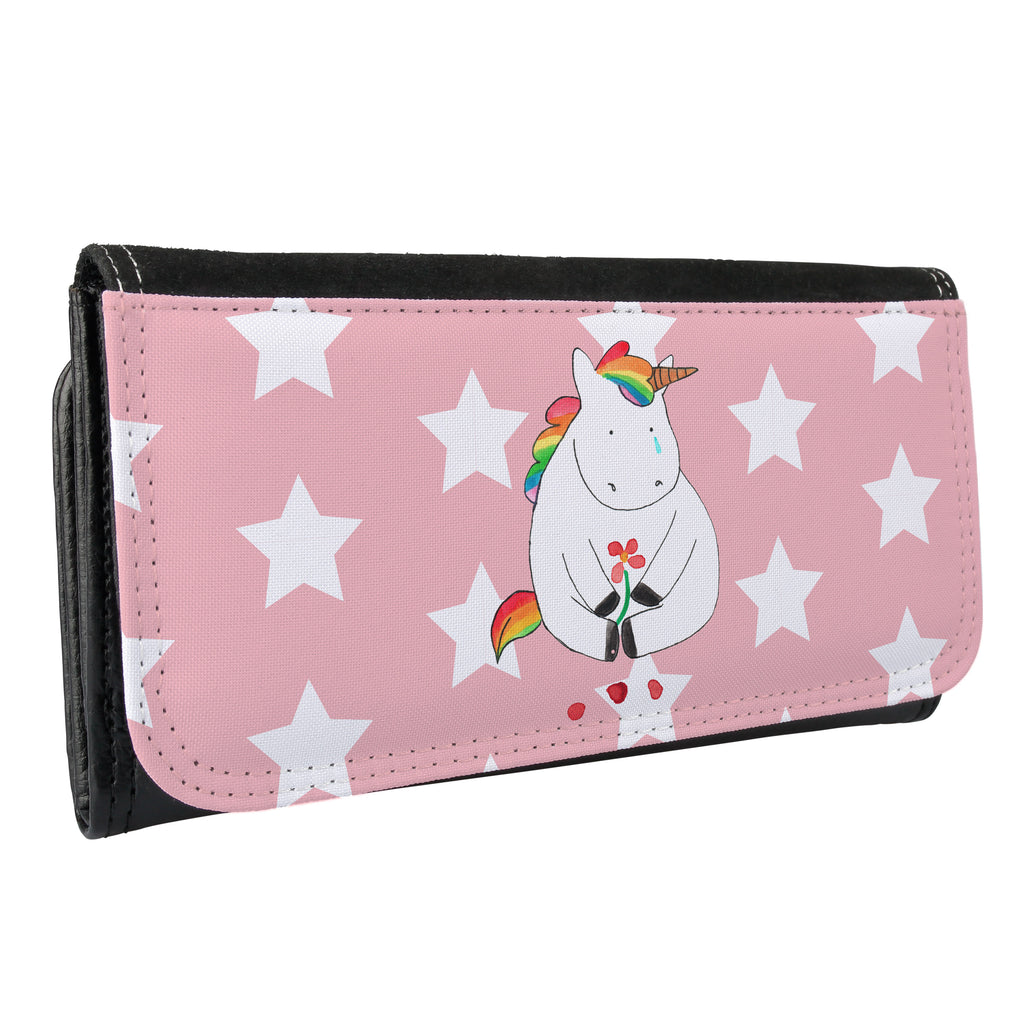 Damen Portemonnaie Einhorn Traurig Portemonnaie, Portemonee, Geldbörse, Damen, Groß, XXL, Geldbeutel, Portemonnaies, Einhorn, Einhörner, Einhorn Deko, Pegasus, Unicorn, Glitzer, Trösten. Freundschaft, Freunde, Liebe, Trauer, Grußkarte, Blume