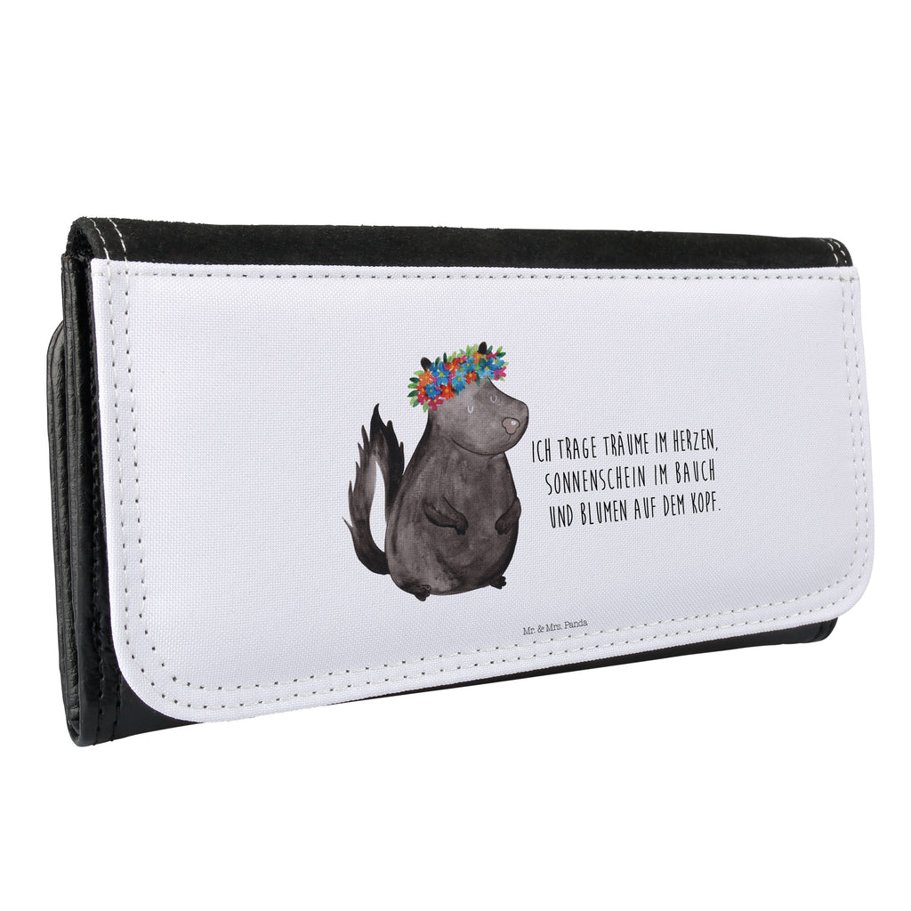 Damen Portemonnaie Stinktier Blumenmaedchen Portemonnaie, Portemonee, Geldbörse, Damen, Groß, XXL, Geldbeutel, Portemonnaies, Stinktier, Skunk, Wildtier, Raubtier, Stinker, Stinki, Yoga, Namaste, Lebe, Liebe, Lache