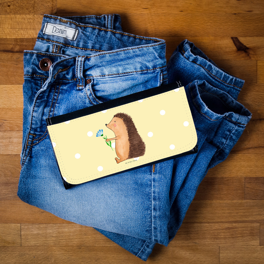 Damen Portemonnaie Igel mit Blume Portemonnaie, Portemonee, Geldbörse, Damen, Groß, XXL, Geldbeutel, Portemonnaies, Tiermotive, Gute Laune, lustige Sprüche, Tiere, Igel, Gute Besserung, Genesungswünsche, Krankheit, Krankenhaus, krank, Besuch