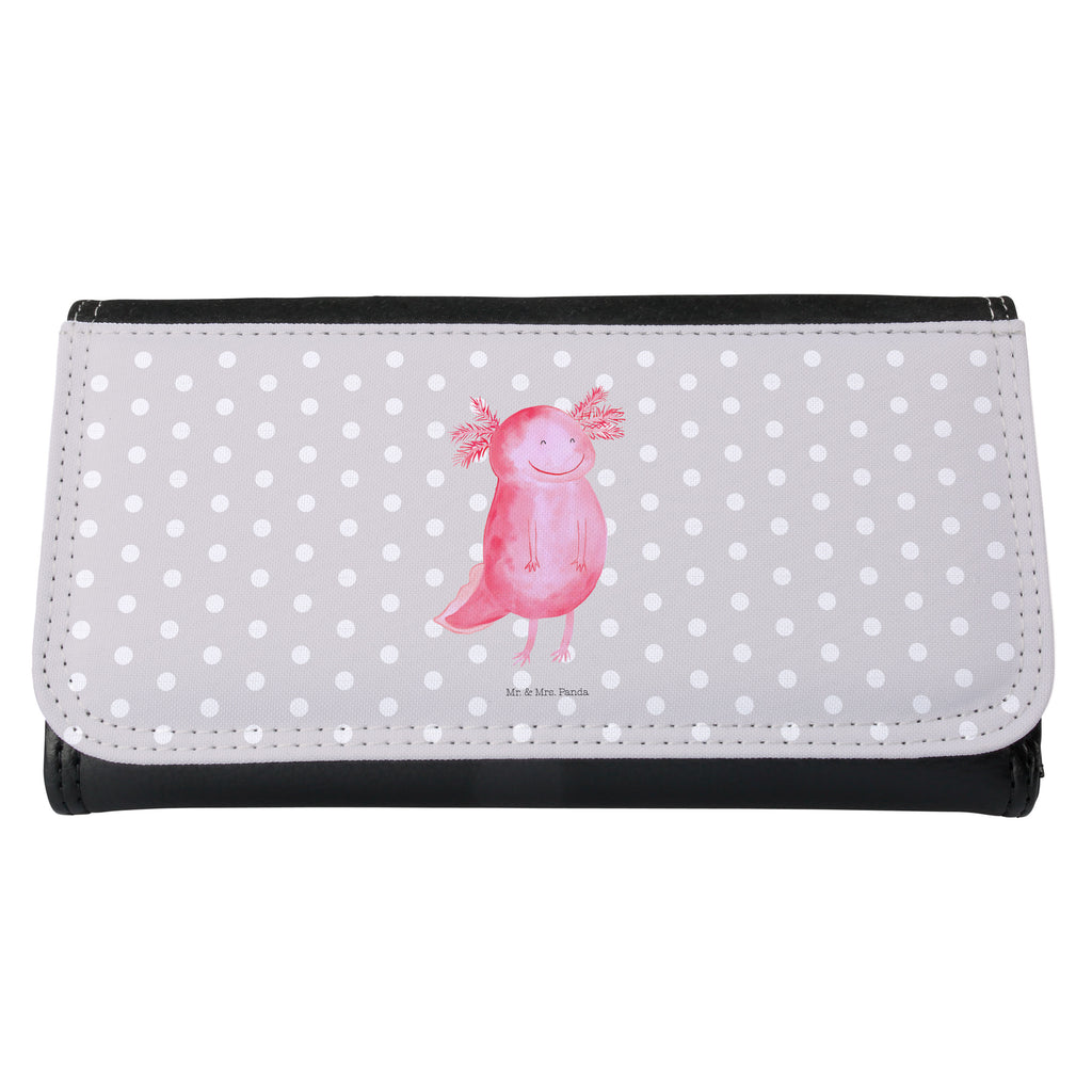Damen Portemonnaie Axolotl glücklich Portemonnaie, Portemonee, Geldbörse, Damen, Groß, XXL, Geldbeutel, Portemonnaies, Axolotl, Molch, Axolot, Schwanzlurch, Lurch, Lurche, Motivation, gute Laune