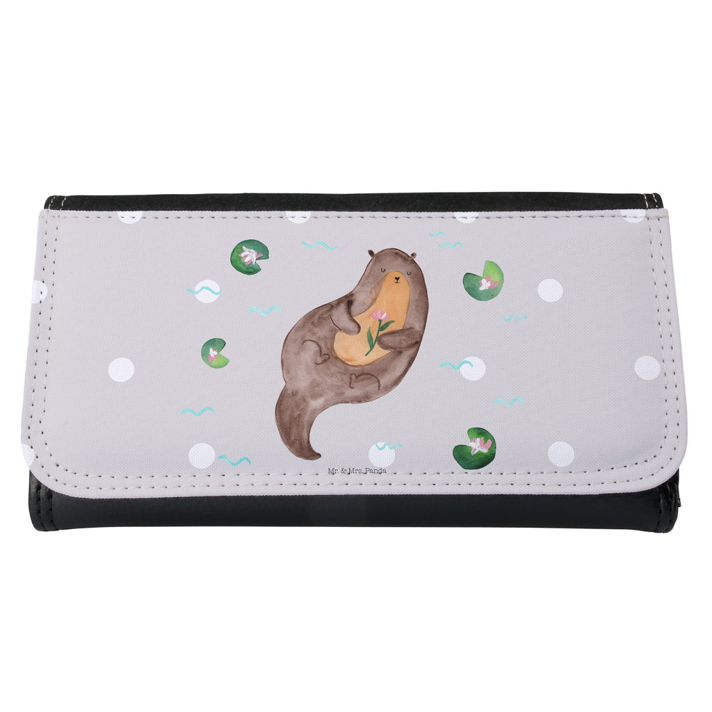 Damen Portemonnaie Otter mit Seerose Portemonnaie, Portemonee, Geldbörse, Damen, Groß, XXL, Geldbeutel, Portemonnaies, Otter, Fischotter, Seeotter, Otter Seeotter See Otter