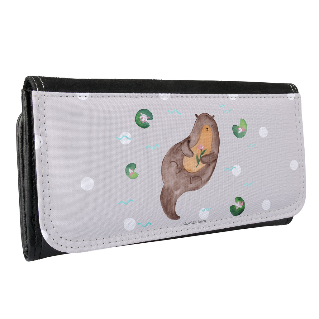 Damen Portemonnaie Otter mit Seerose Portemonnaie, Portemonee, Geldbörse, Damen, Groß, XXL, Geldbeutel, Portemonnaies, Otter, Fischotter, Seeotter, Otter Seeotter See Otter