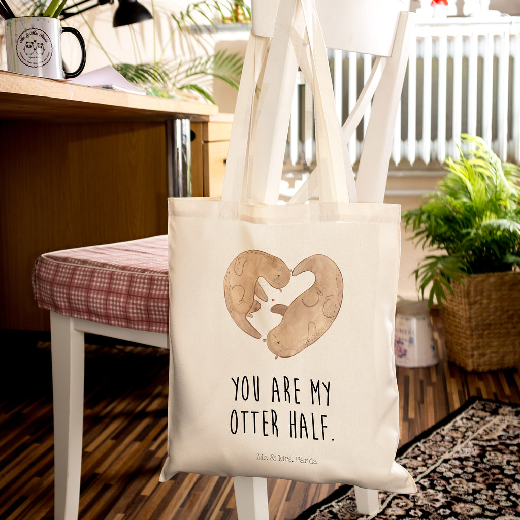 Tragetasche Otter Herz Beuteltasche, Beutel, Einkaufstasche, Jutebeutel, Stoffbeutel, Otter, Fischotter, Seeotter, Liebe, Herz, Liebesbeweis, Liebesgeschenk, Bessere Hälfte, Love you, Jahrestag, Hochzeitstag, Verlobung, gemeinsames Leben
