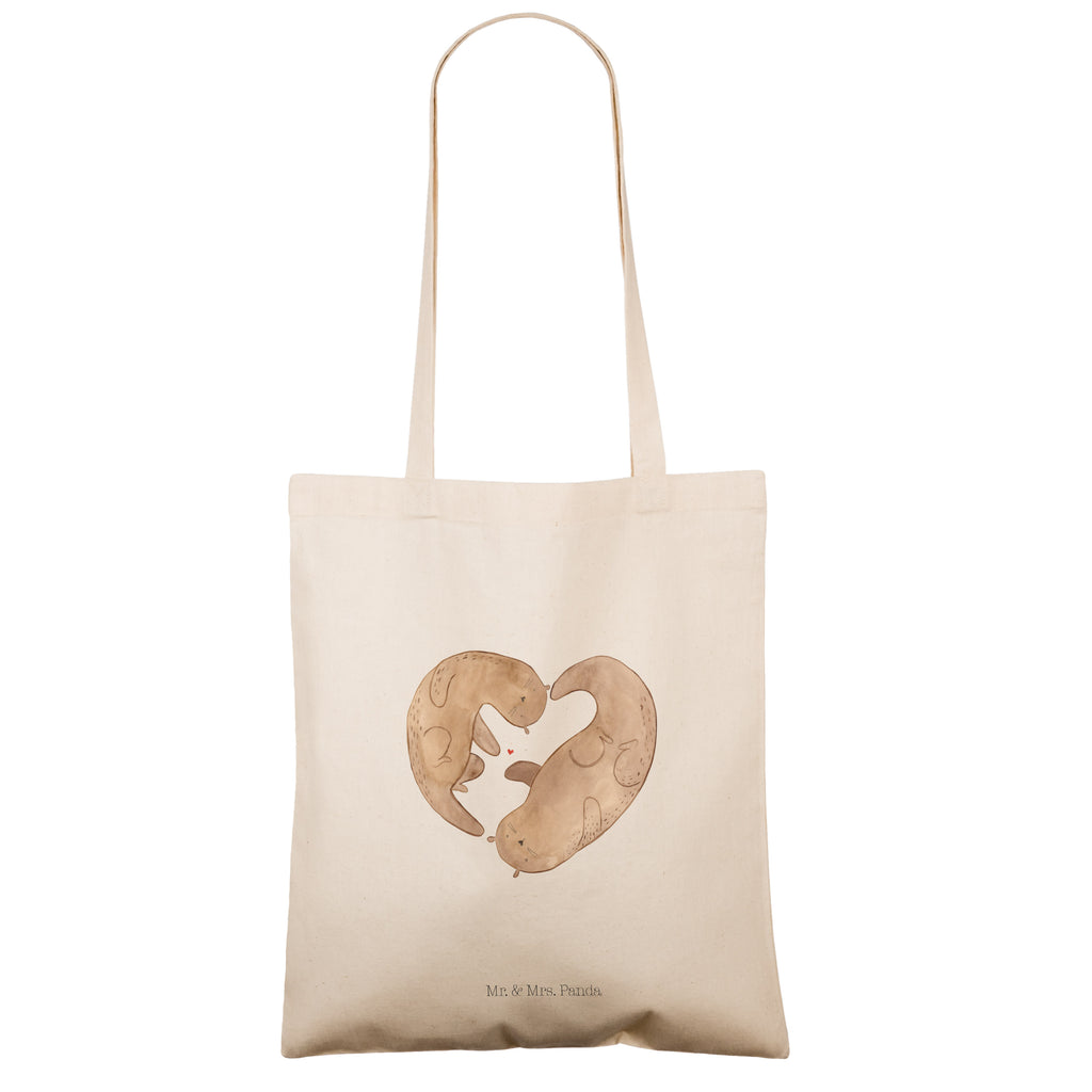 Tragetasche Otter Herz Beuteltasche, Beutel, Einkaufstasche, Jutebeutel, Stoffbeutel, Otter, Fischotter, Seeotter, Liebe, Herz, Liebesbeweis, Liebesgeschenk, Bessere Hälfte, Love you, Jahrestag, Hochzeitstag, Verlobung, gemeinsames Leben