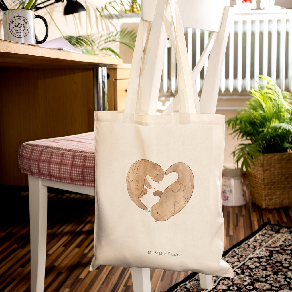 Tragetasche Otter Herz Beuteltasche, Beutel, Einkaufstasche, Jutebeutel, Stoffbeutel, Otter, Fischotter, Seeotter, Liebe, Herz, Liebesbeweis, Liebesgeschenk, Bessere Hälfte, Love you, Jahrestag, Hochzeitstag, Verlobung, gemeinsames Leben