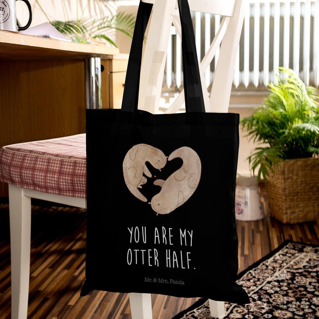 Tragetasche Otter Herz Beuteltasche, Beutel, Einkaufstasche, Jutebeutel, Stoffbeutel, Otter, Fischotter, Seeotter, Liebe, Herz, Liebesbeweis, Liebesgeschenk, Bessere Hälfte, Love you, Jahrestag, Hochzeitstag, Verlobung, gemeinsames Leben