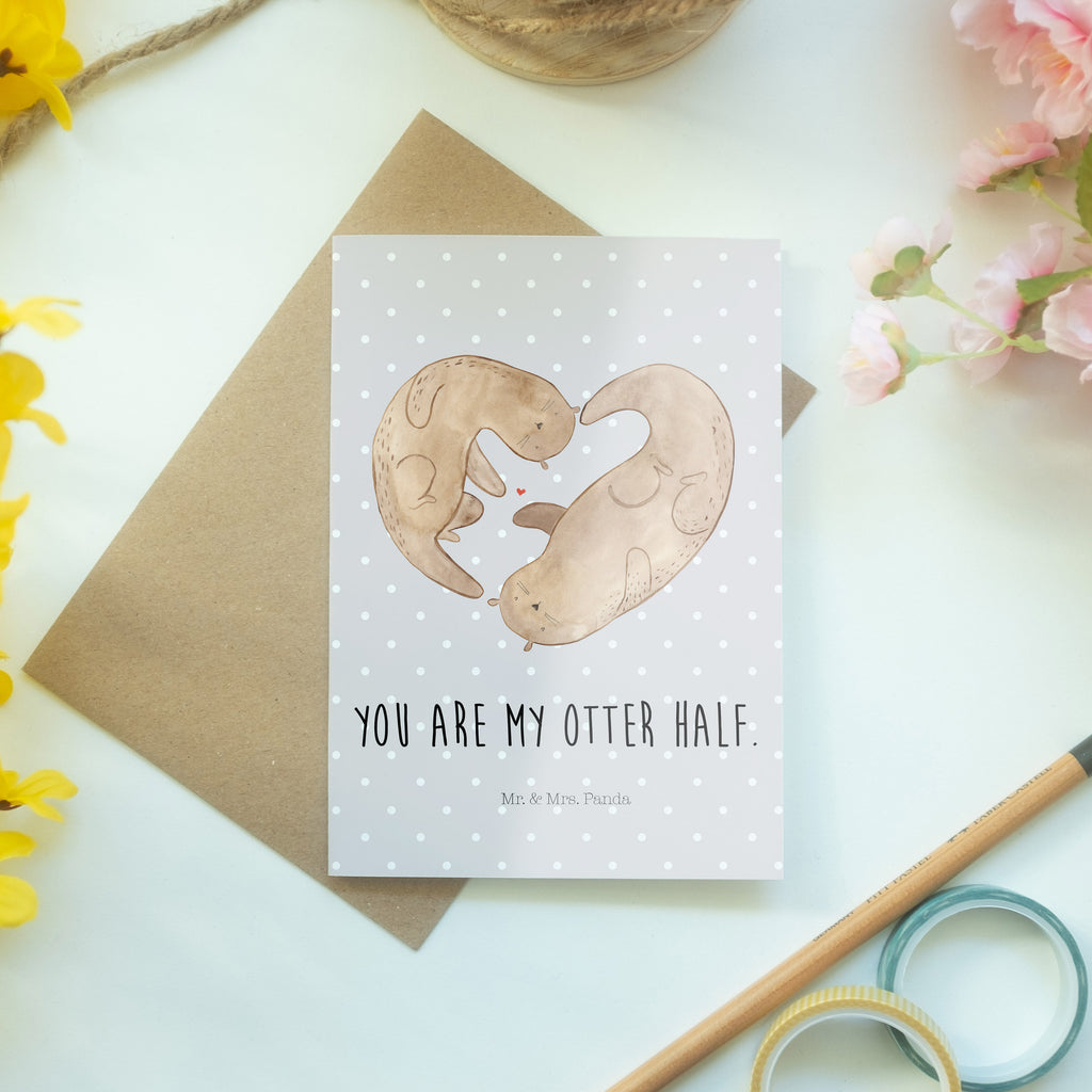 Grußkarte Otter Herz Klappkarte, Einladungskarte, Glückwunschkarte, Hochzeitskarte, Geburtstagskarte, Karte, Otter, Fischotter, Seeotter, Liebe, Herz, Liebesbeweis, Liebesgeschenk, Bessere Hälfte, Love you, Jahrestag, Hochzeitstag, Verlobung, gemeinsames Leben