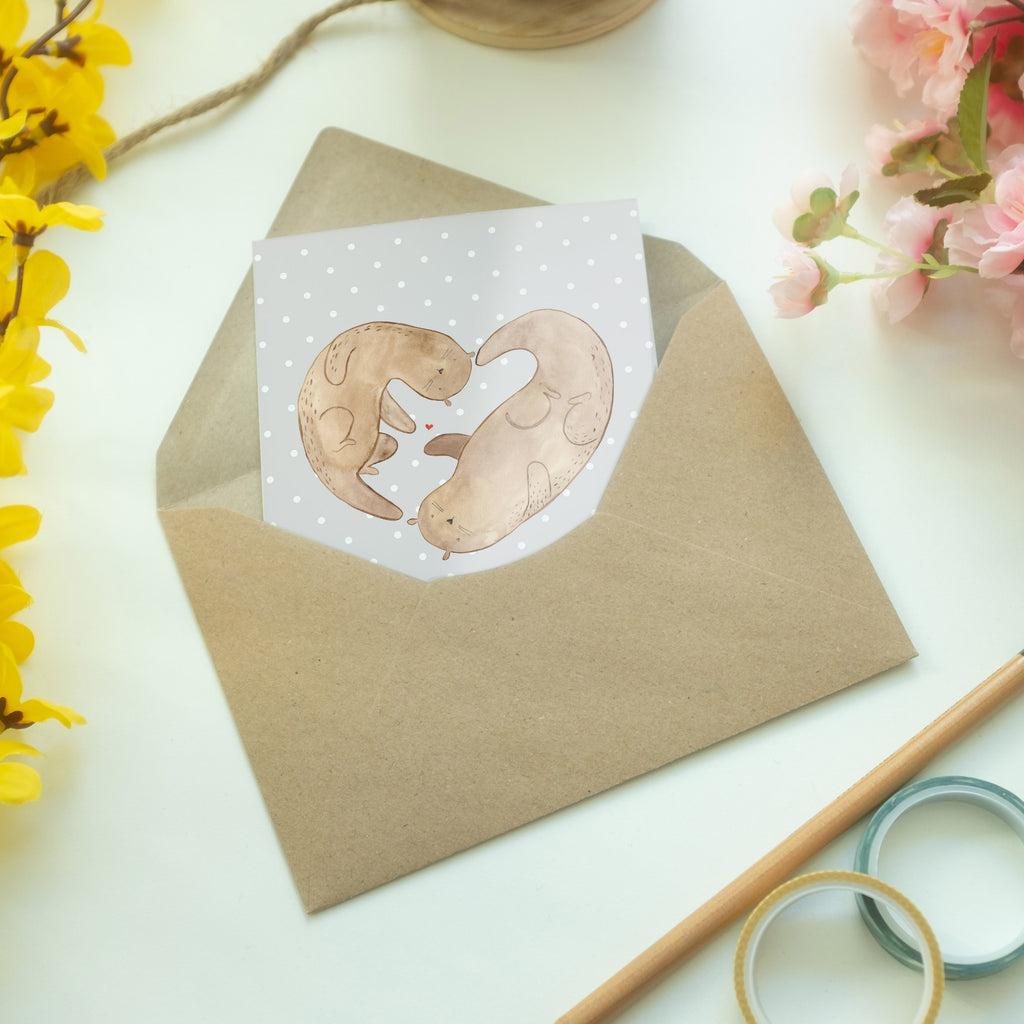 Grußkarte Otter Herz Klappkarte, Einladungskarte, Glückwunschkarte, Hochzeitskarte, Geburtstagskarte, Karte, Otter, Fischotter, Seeotter, Liebe, Herz, Liebesbeweis, Liebesgeschenk, Bessere Hälfte, Love you, Jahrestag, Hochzeitstag, Verlobung, gemeinsames Leben