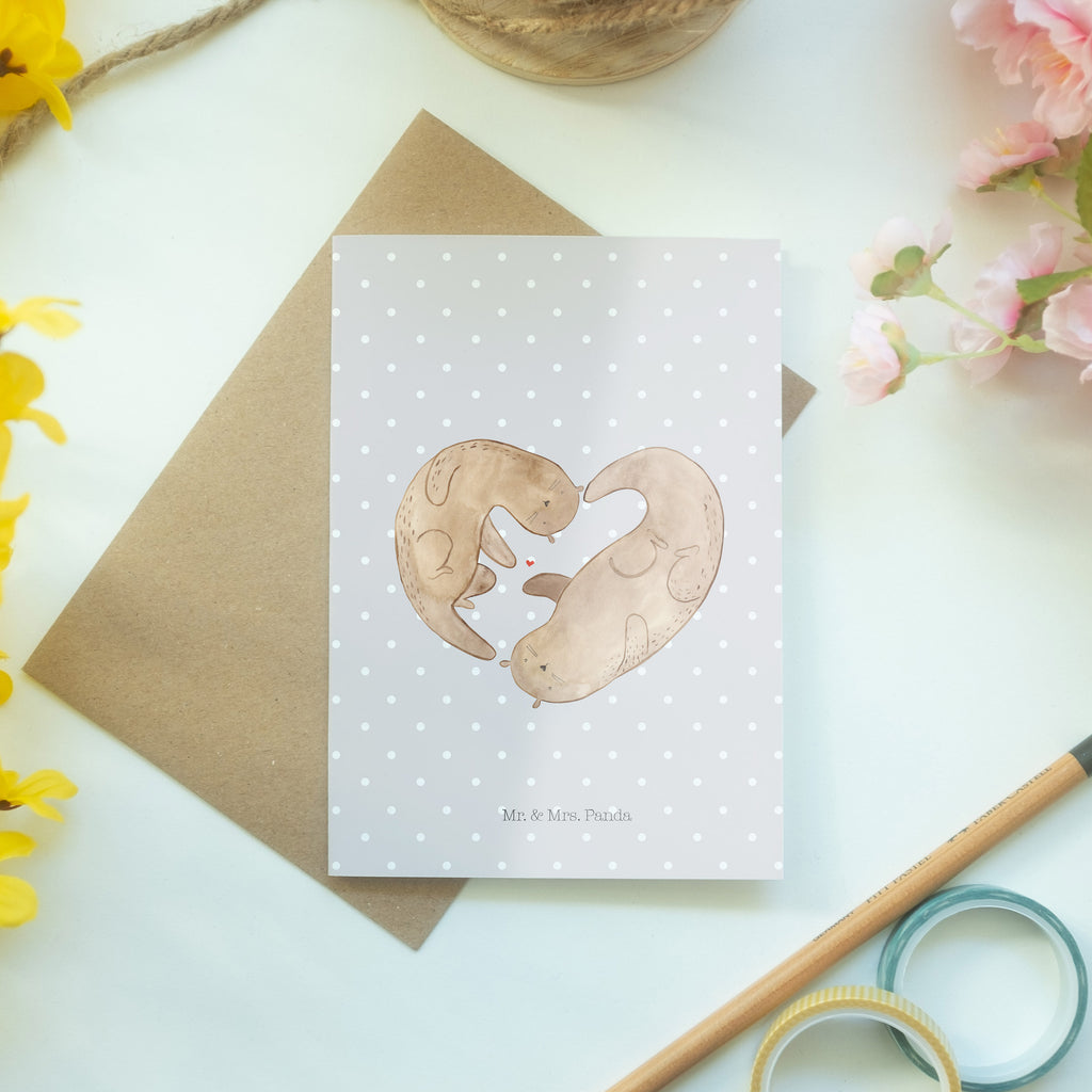 Grußkarte Otter Herz Klappkarte, Einladungskarte, Glückwunschkarte, Hochzeitskarte, Geburtstagskarte, Karte, Otter, Fischotter, Seeotter, Liebe, Herz, Liebesbeweis, Liebesgeschenk, Bessere Hälfte, Love you, Jahrestag, Hochzeitstag, Verlobung, gemeinsames Leben