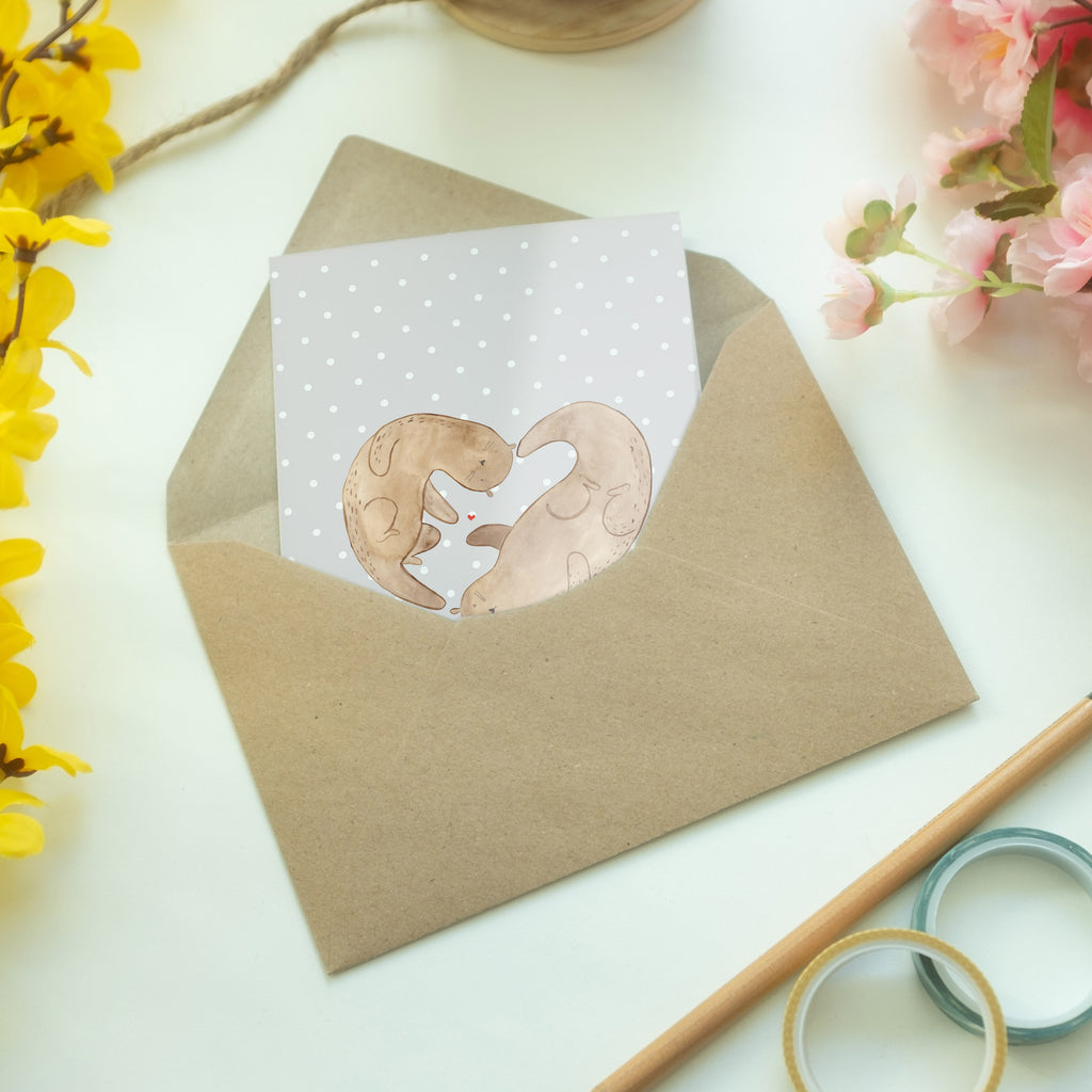 Grußkarte Otter Herz Klappkarte, Einladungskarte, Glückwunschkarte, Hochzeitskarte, Geburtstagskarte, Karte, Otter, Fischotter, Seeotter, Liebe, Herz, Liebesbeweis, Liebesgeschenk, Bessere Hälfte, Love you, Jahrestag, Hochzeitstag, Verlobung, gemeinsames Leben
