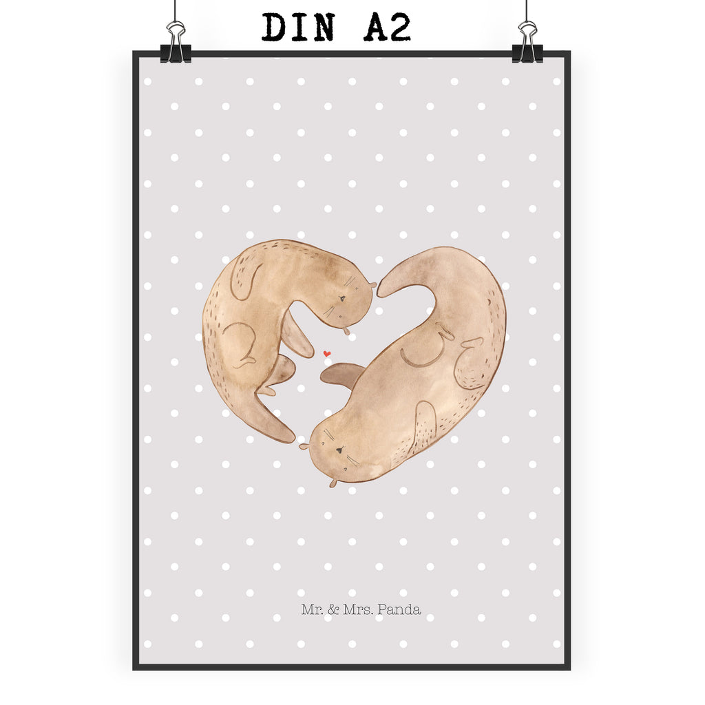 Poster Otter Herz Poster, Wandposter, Bild, Wanddeko, Küchenposter, Kinderposter, Wanddeko Bild, Raumdekoration, Wanddekoration, Handgemaltes Poster, Mr. & Mrs. Panda Poster, Designposter, Kunstdruck, Posterdruck, Otter, Fischotter, Seeotter, Liebe, Herz, Liebesbeweis, Liebesgeschenk, Bessere Hälfte, Love you, Jahrestag, Hochzeitstag, Verlobung, gemeinsames Leben