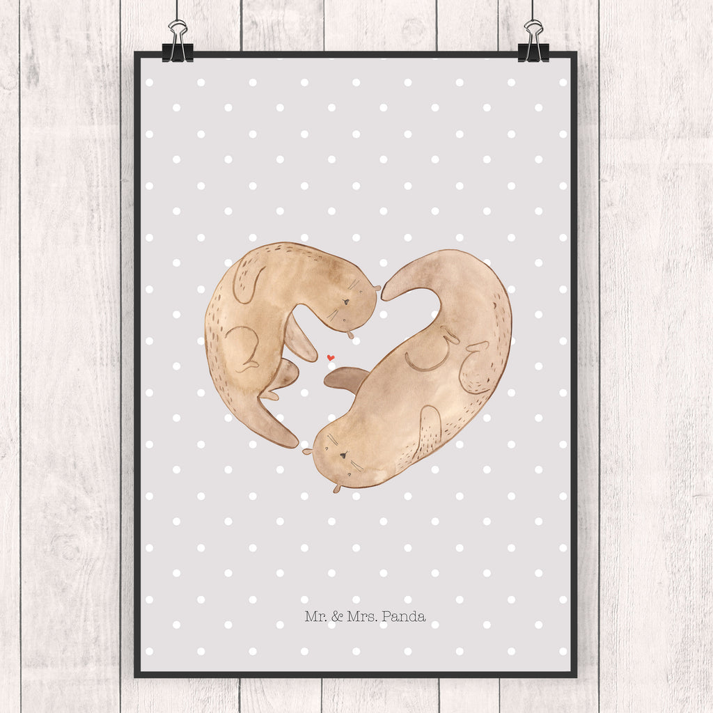 Poster Otter Herz Poster, Wandposter, Bild, Wanddeko, Küchenposter, Kinderposter, Wanddeko Bild, Raumdekoration, Wanddekoration, Handgemaltes Poster, Mr. & Mrs. Panda Poster, Designposter, Kunstdruck, Posterdruck, Otter, Fischotter, Seeotter, Liebe, Herz, Liebesbeweis, Liebesgeschenk, Bessere Hälfte, Love you, Jahrestag, Hochzeitstag, Verlobung, gemeinsames Leben