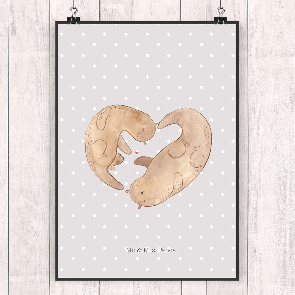Poster Otter Herz Poster, Wandposter, Bild, Wanddeko, Küchenposter, Kinderposter, Wanddeko Bild, Raumdekoration, Wanddekoration, Handgemaltes Poster, Mr. & Mrs. Panda Poster, Designposter, Kunstdruck, Posterdruck, Otter, Fischotter, Seeotter, Liebe, Herz, Liebesbeweis, Liebesgeschenk, Bessere Hälfte, Love you, Jahrestag, Hochzeitstag, Verlobung, gemeinsames Leben
