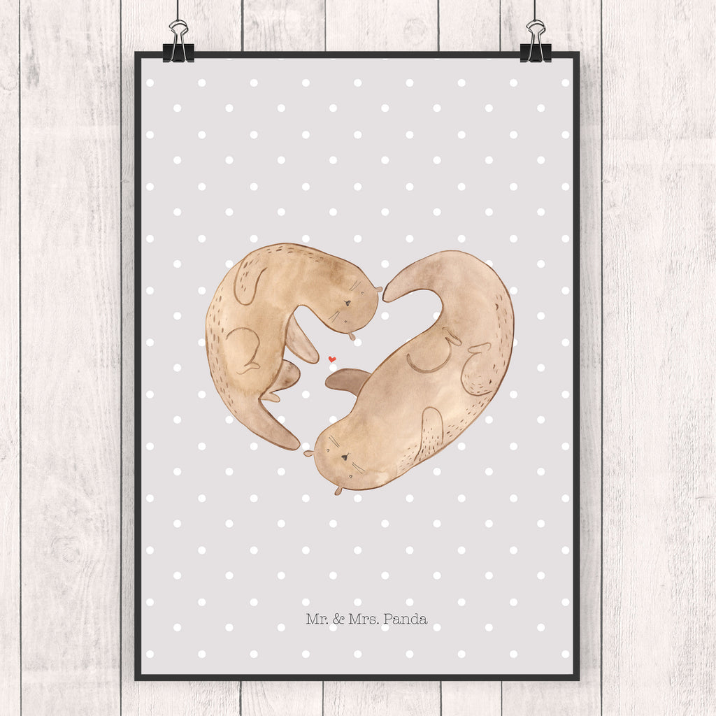 Poster Otter Herz Poster, Wandposter, Bild, Wanddeko, Küchenposter, Kinderposter, Wanddeko Bild, Raumdekoration, Wanddekoration, Handgemaltes Poster, Mr. & Mrs. Panda Poster, Designposter, Kunstdruck, Posterdruck, Otter, Fischotter, Seeotter, Liebe, Herz, Liebesbeweis, Liebesgeschenk, Bessere Hälfte, Love you, Jahrestag, Hochzeitstag, Verlobung, gemeinsames Leben