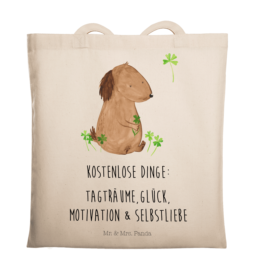 Tragetasche Hund Kleeblatt Beuteltasche, Beutel, Einkaufstasche, Jutebeutel, Stoffbeutel, Hund, Hundemotiv, Haustier, Hunderasse, Tierliebhaber, Hundebesitzer, Sprüche, Kleeblatt, Glück, Tagträume, Motivation, Neuanfang, Geschenk, Glücksbringer, Selbstliebe, Achtsamkeit