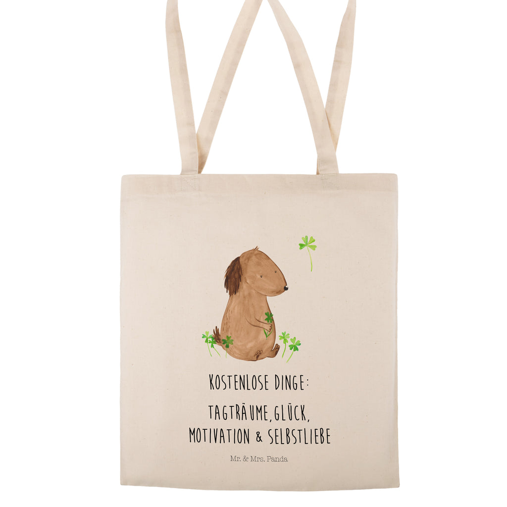 Tragetasche Hund Kleeblatt Beuteltasche, Beutel, Einkaufstasche, Jutebeutel, Stoffbeutel, Hund, Hundemotiv, Haustier, Hunderasse, Tierliebhaber, Hundebesitzer, Sprüche, Kleeblatt, Glück, Tagträume, Motivation, Neuanfang, Geschenk, Glücksbringer, Selbstliebe, Achtsamkeit