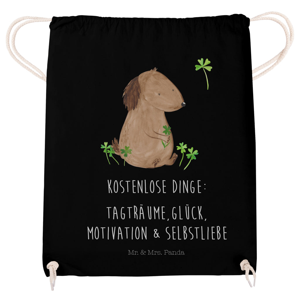 Sportbeutel Hund Kleeblatt Turnbeutel, Beutel, Sporttasche, Tasche, Stoffbeutel, Hund, Hundemotiv, Haustier, Hunderasse, Tierliebhaber, Hundebesitzer, Sprüche, Kleeblatt, Glück, Tagträume, Motivation, Neuanfang, Geschenk, Glücksbringer, Selbstliebe, Achtsamkeit