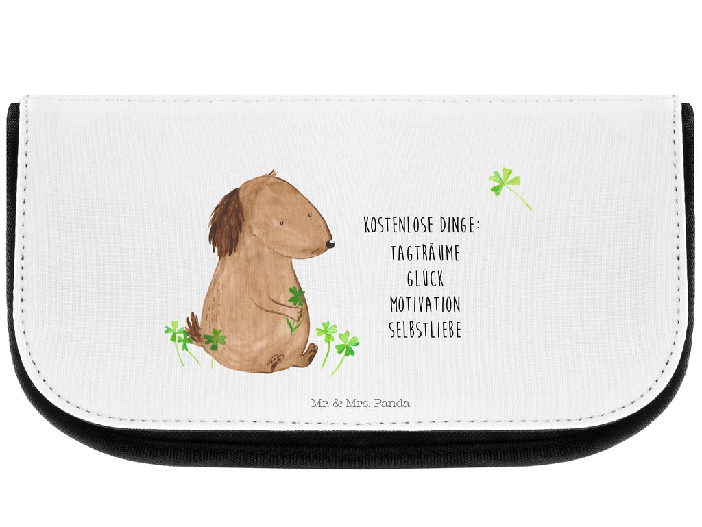 Kosmetiktasche Hund Kleeblatt Kosmetikbeutel, Kulturtasche, Kulturbeutel, Schminktasche, Make-Up Tasche, Hund, Hundemotiv, Haustier, Hunderasse, Tierliebhaber, Hundebesitzer, Sprüche, Kleeblatt, Glück, Tagträume, Motivation, Neuanfang, Geschenk, Glücksbringer, Selbstliebe, Achtsamkeit