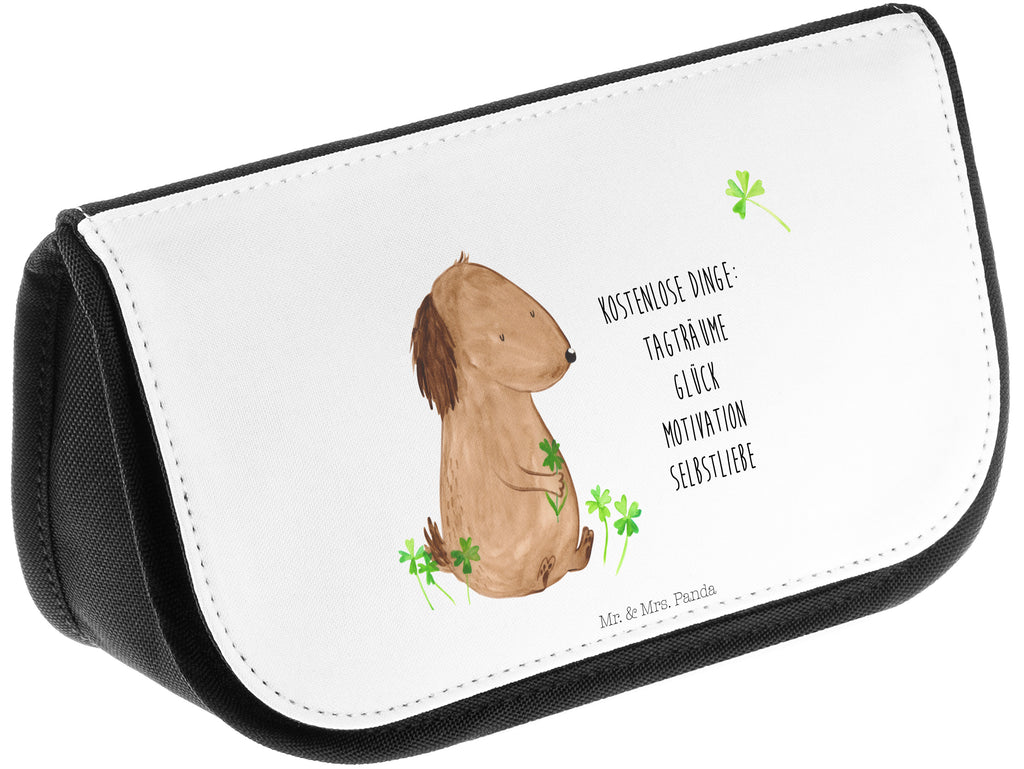 Kosmetiktasche Hund Kleeblatt Kosmetikbeutel, Kulturtasche, Kulturbeutel, Schminktasche, Make-Up Tasche, Hund, Hundemotiv, Haustier, Hunderasse, Tierliebhaber, Hundebesitzer, Sprüche, Kleeblatt, Glück, Tagträume, Motivation, Neuanfang, Geschenk, Glücksbringer, Selbstliebe, Achtsamkeit