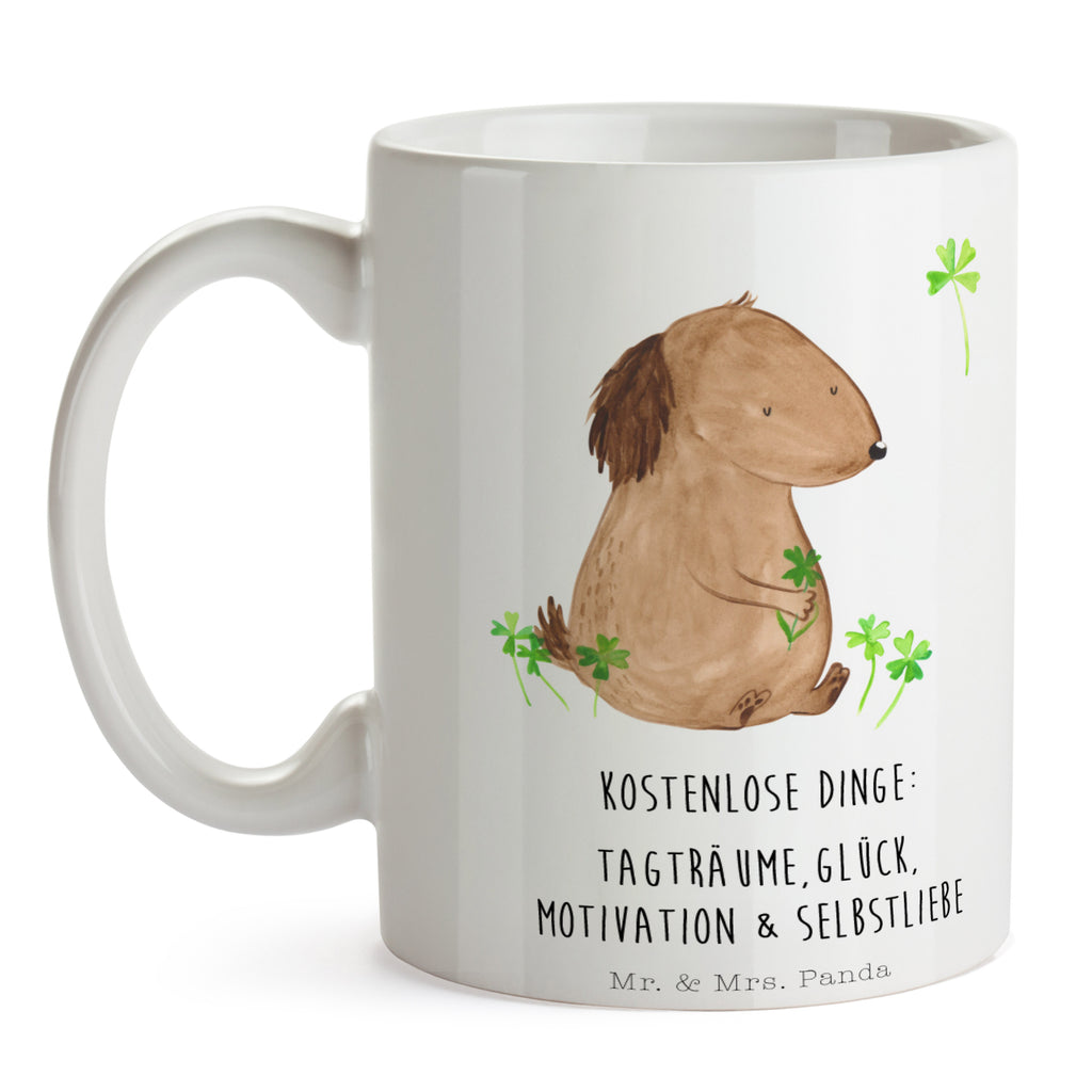 Tasse Hund Kleeblatt Hund, Kleeblatt, Glück, Tagträume, Motivation, Neuanfang, Geschenk,  Glücksbringer, Selbstliebe, Achtsamkeit Becher, Kaffeetasse, Kaffeebecher, Tee, Frühstück, Büro  Hund, Hundemotiv, Haustier, Hunderasse, Tierliebhaber, Hundebesitzer, Sprüche