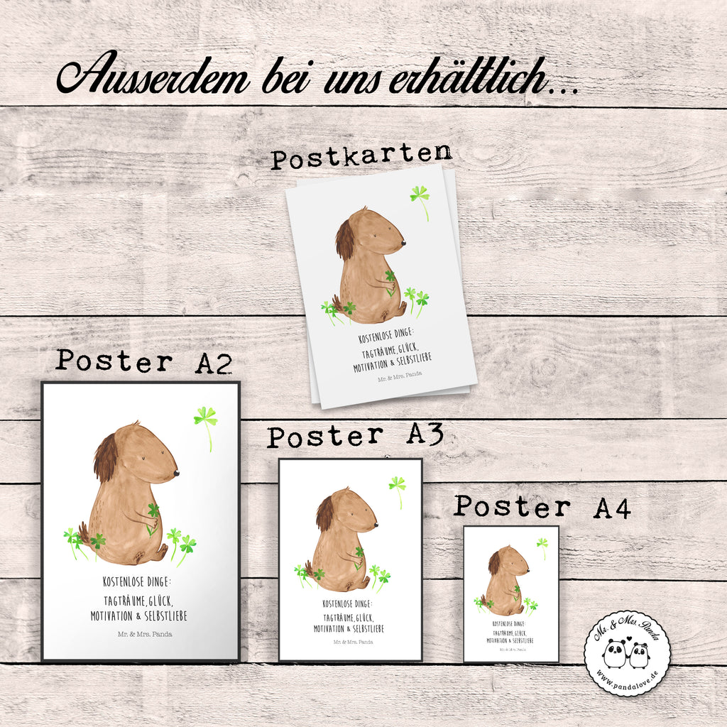 Poster Hund Kleeblatt Poster, Wandposter, Bild, Wanddeko, Küchenposter, Kinderposter, Wanddeko Bild, Raumdekoration, Wanddekoration, Handgemaltes Poster, Mr. & Mrs. Panda Poster, Designposter, Kunstdruck, Posterdruck, Hund, Hundemotiv, Haustier, Hunderasse, Tierliebhaber, Hundebesitzer, Sprüche, Kleeblatt, Glück, Tagträume, Motivation, Neuanfang, Geschenk, Glücksbringer, Selbstliebe, Achtsamkeit