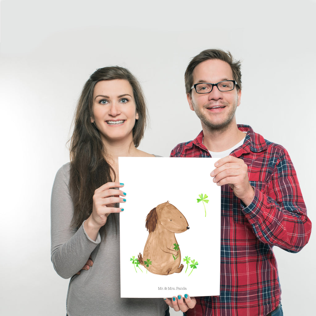 Poster Hund Kleeblatt Poster, Wandposter, Bild, Wanddeko, Küchenposter, Kinderposter, Wanddeko Bild, Raumdekoration, Wanddekoration, Handgemaltes Poster, Mr. & Mrs. Panda Poster, Designposter, Kunstdruck, Posterdruck, Hund, Hundemotiv, Haustier, Hunderasse, Tierliebhaber, Hundebesitzer, Sprüche, Kleeblatt, Glück, Tagträume, Motivation, Neuanfang, Geschenk, Glücksbringer, Selbstliebe, Achtsamkeit