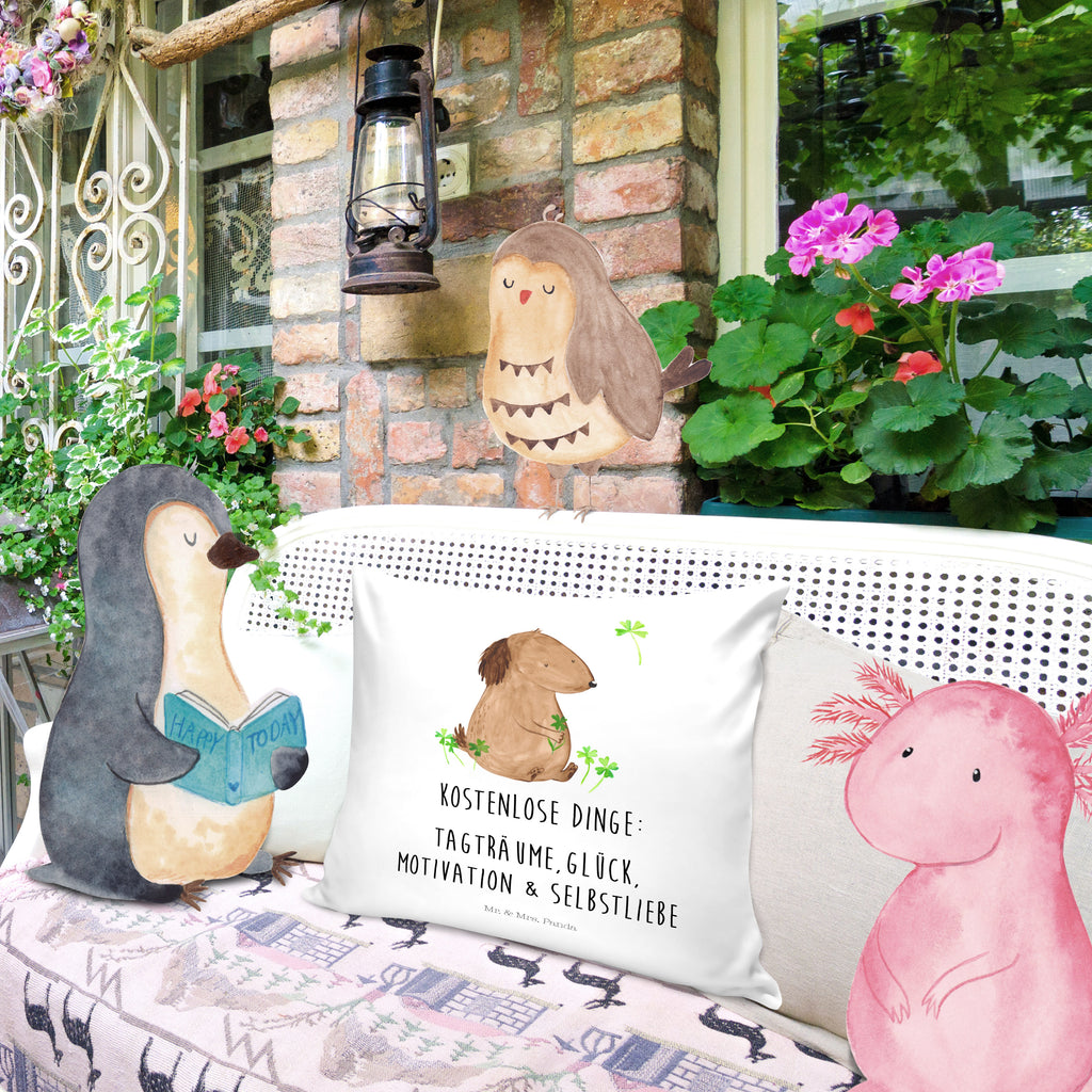 40x40 Kissen Hund Kleeblatt Kissenhülle, Kopfkissen, Sofakissen, Dekokissen, Motivkissen, Hund, Hundemotiv, Haustier, Hunderasse, Tierliebhaber, Hundebesitzer, Sprüche, Kleeblatt, Glück, Tagträume, Motivation, Neuanfang, Geschenk, Glücksbringer, Selbstliebe, Achtsamkeit