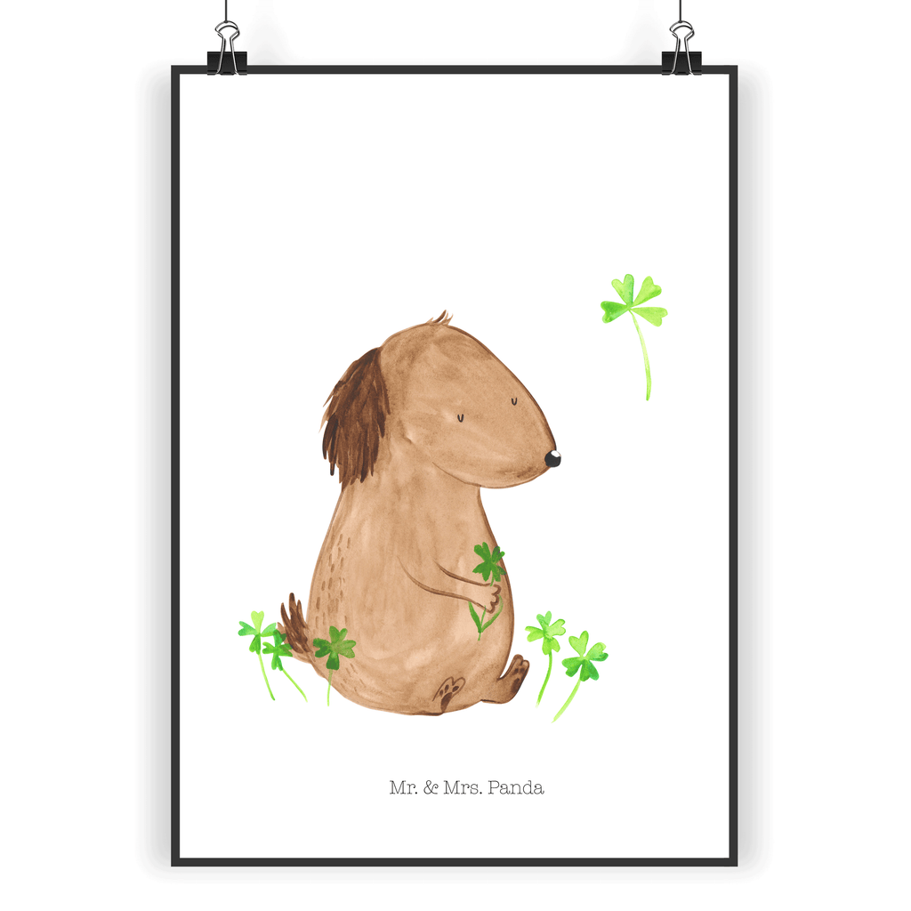Poster Hund Kleeblatt Poster, Wandposter, Bild, Wanddeko, Küchenposter, Kinderposter, Wanddeko Bild, Raumdekoration, Wanddekoration, Handgemaltes Poster, Mr. & Mrs. Panda Poster, Designposter, Kunstdruck, Posterdruck, Hund, Hundemotiv, Haustier, Hunderasse, Tierliebhaber, Hundebesitzer, Sprüche, Kleeblatt, Glück, Tagträume, Motivation, Neuanfang, Geschenk, Glücksbringer, Selbstliebe, Achtsamkeit