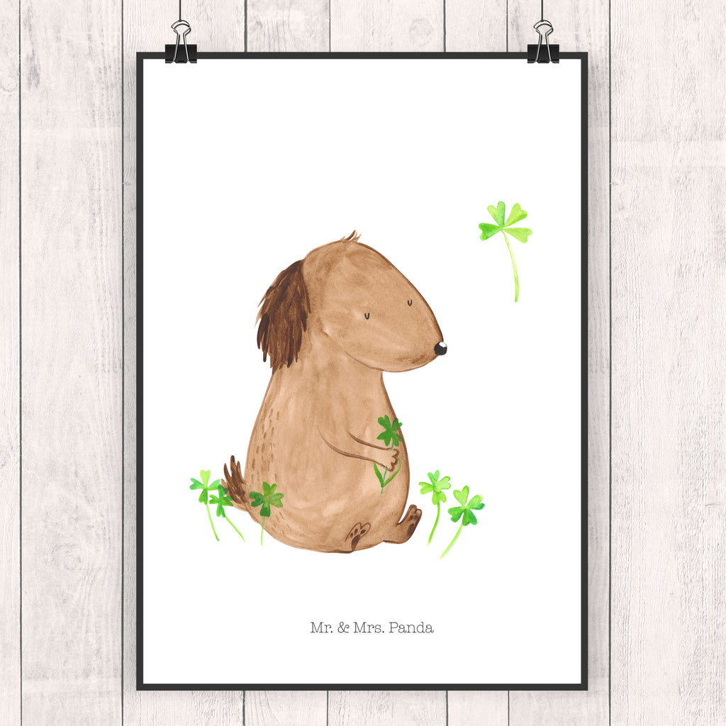 Poster Hund Kleeblatt Poster, Wandposter, Bild, Wanddeko, Küchenposter, Kinderposter, Wanddeko Bild, Raumdekoration, Wanddekoration, Handgemaltes Poster, Mr. & Mrs. Panda Poster, Designposter, Kunstdruck, Posterdruck, Hund, Hundemotiv, Haustier, Hunderasse, Tierliebhaber, Hundebesitzer, Sprüche, Kleeblatt, Glück, Tagträume, Motivation, Neuanfang, Geschenk, Glücksbringer, Selbstliebe, Achtsamkeit