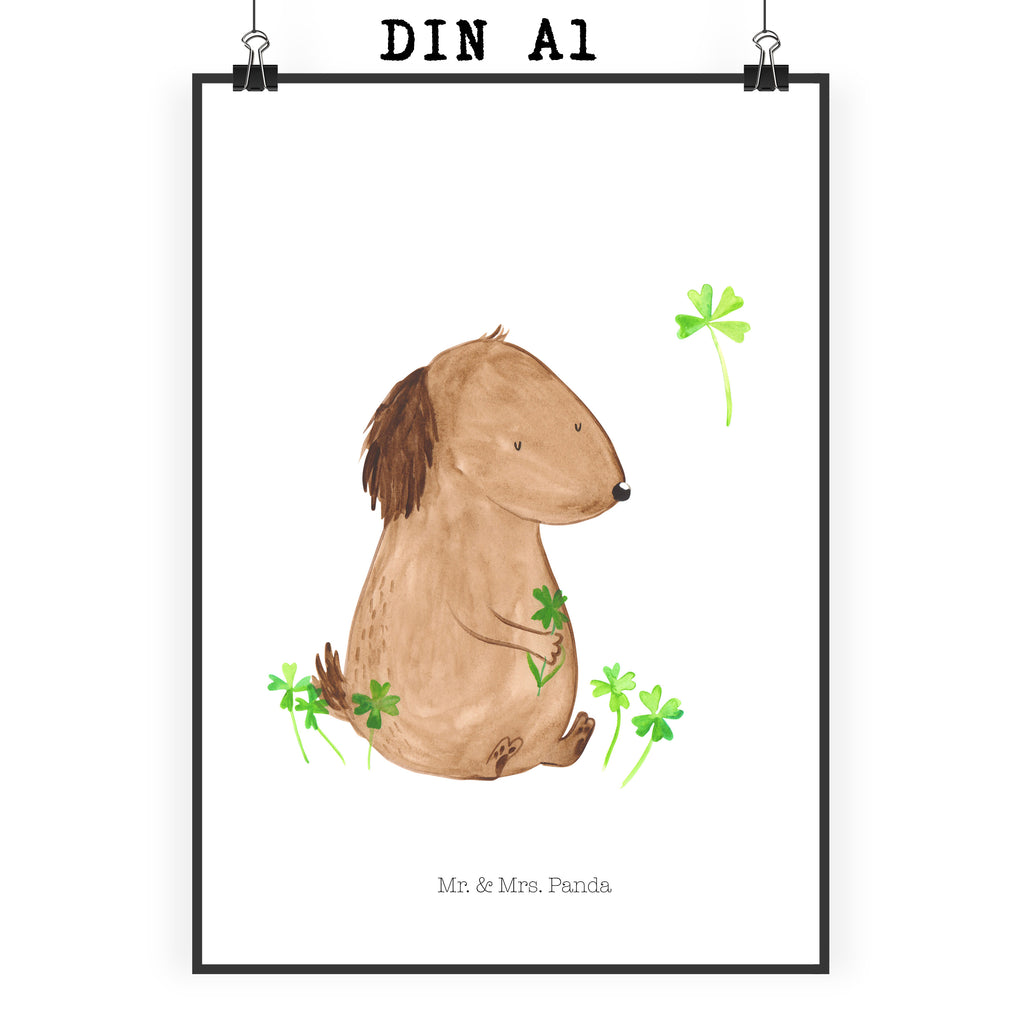 Poster Hund Kleeblatt Poster, Wandposter, Bild, Wanddeko, Küchenposter, Kinderposter, Wanddeko Bild, Raumdekoration, Wanddekoration, Handgemaltes Poster, Mr. & Mrs. Panda Poster, Designposter, Kunstdruck, Posterdruck, Hund, Hundemotiv, Haustier, Hunderasse, Tierliebhaber, Hundebesitzer, Sprüche, Kleeblatt, Glück, Tagträume, Motivation, Neuanfang, Geschenk, Glücksbringer, Selbstliebe, Achtsamkeit