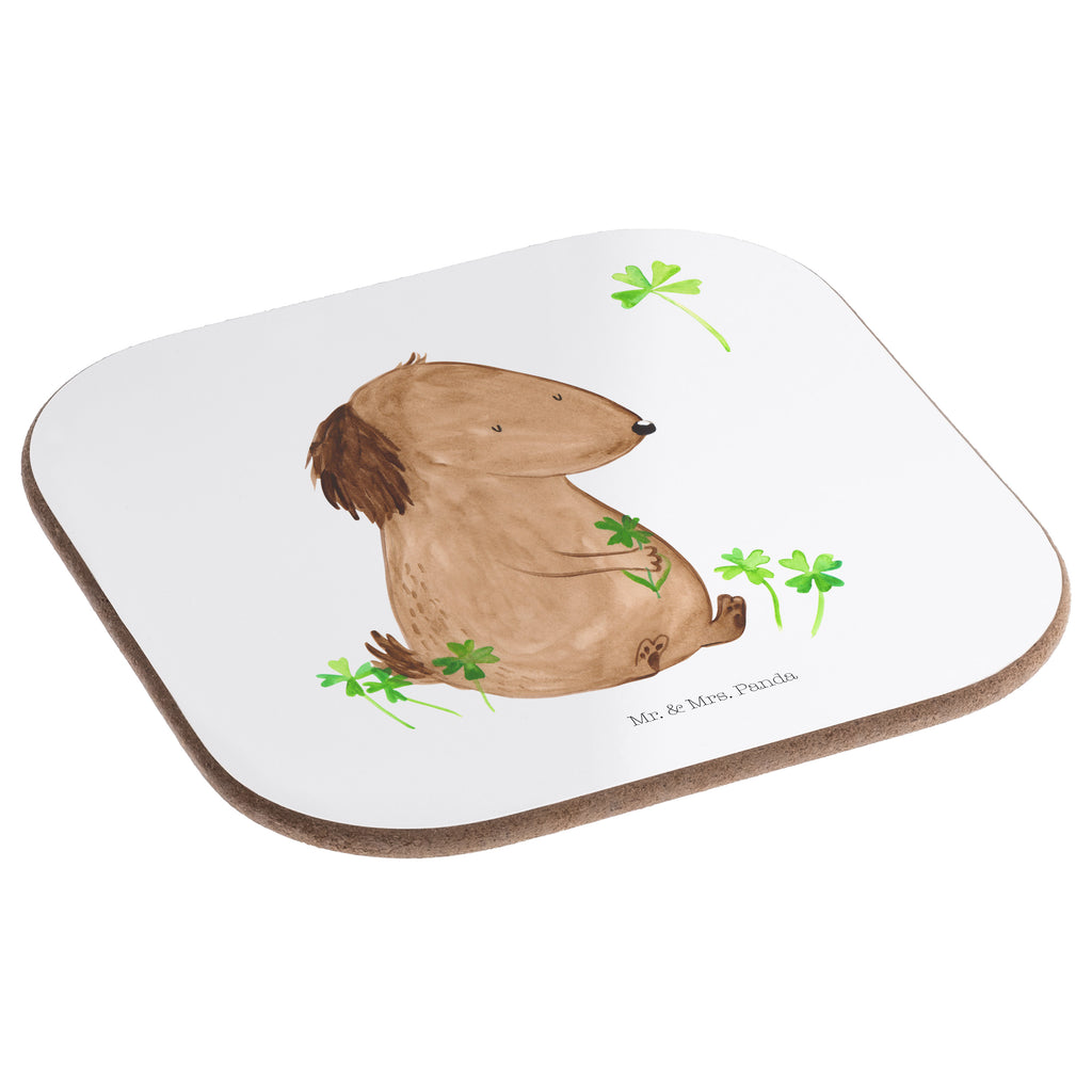 Quadratische Untersetzer Hund Kleeblatt Bierdeckel, Glasuntersetzer, Untersetzer Gläser, Getränkeuntersetzer, Hund, Hundemotiv, Haustier, Hunderasse, Tierliebhaber, Hundebesitzer, Sprüche, Kleeblatt, Glück, Tagträume, Motivation, Neuanfang, Geschenk, Glücksbringer, Selbstliebe, Achtsamkeit