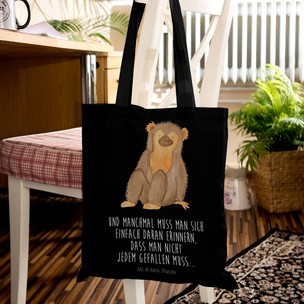 Tragetasche Affe Beuteltasche, Beutel, Einkaufstasche, Jutebeutel, Stoffbeutel, Afrika, Wildtiere, Affe, Äffchen, Affen, Selbstliebe, Respekt, Motivation, Selbstachtung, Liebe, Selbstbewusstsein, Selfcare