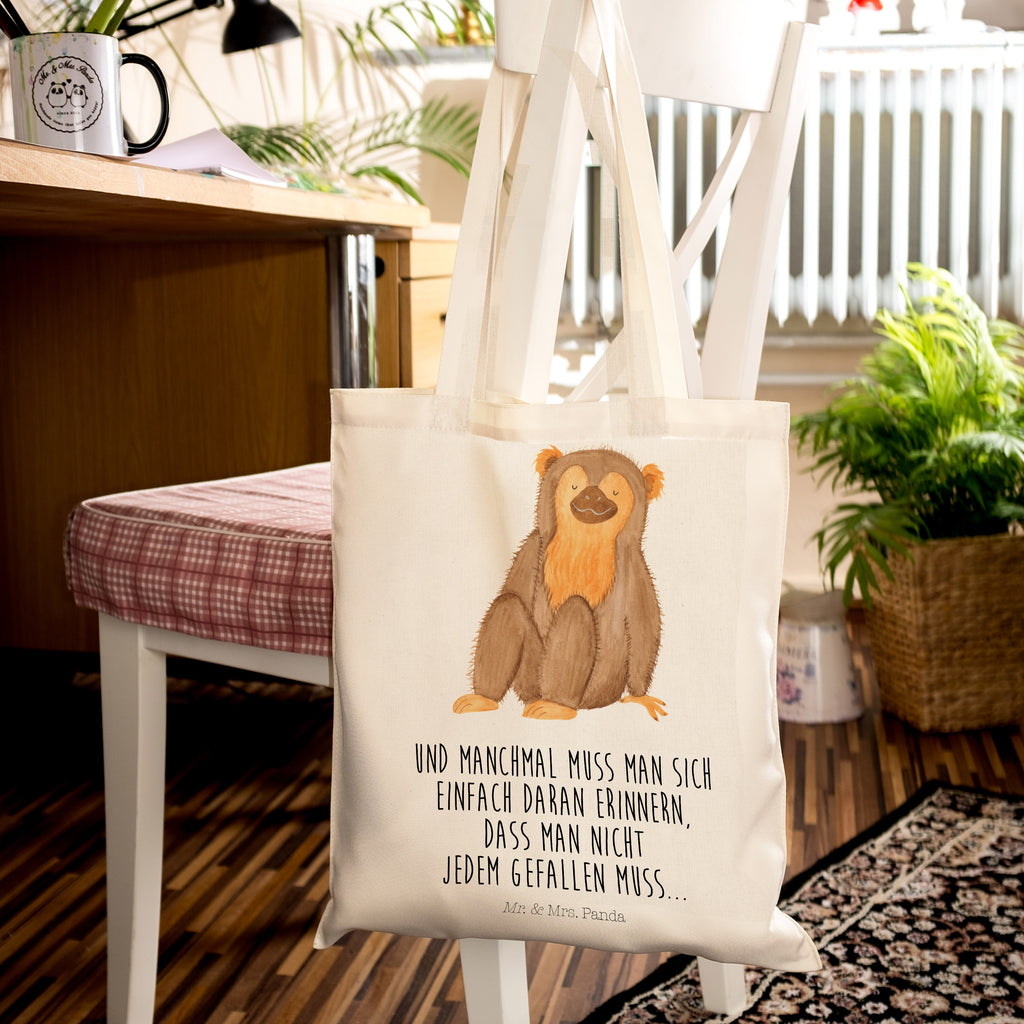 Tragetasche Affe Beuteltasche, Beutel, Einkaufstasche, Jutebeutel, Stoffbeutel, Afrika, Wildtiere, Affe, Äffchen, Affen, Selbstliebe, Respekt, Motivation, Selbstachtung, Liebe, Selbstbewusstsein, Selfcare