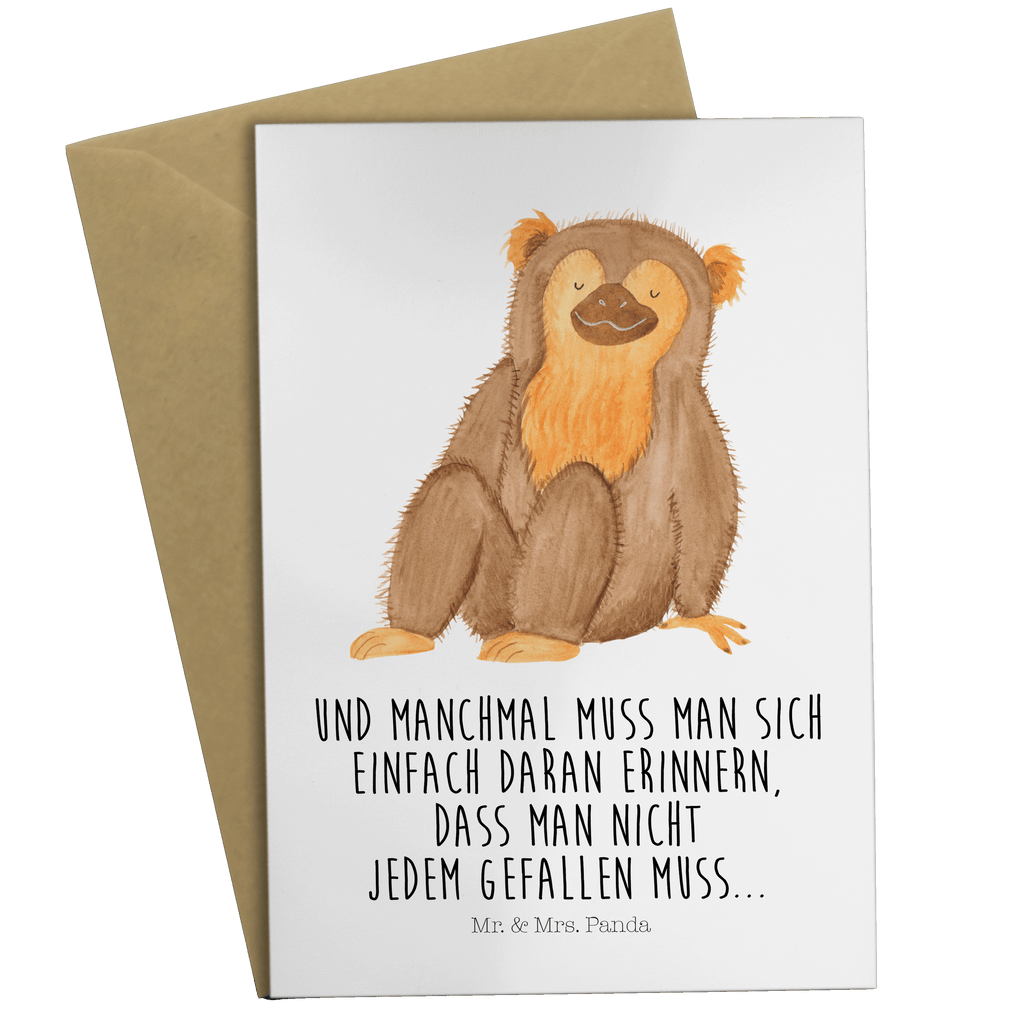 Grußkarte Affe Klappkarte, Einladungskarte, Glückwunschkarte, Hochzeitskarte, Geburtstagskarte, Karte, Afrika, Wildtiere, Affe, Äffchen, Affen, Selbstliebe, Respekt, Motivation, Selbstachtung, Liebe, Selbstbewusstsein, Selfcare