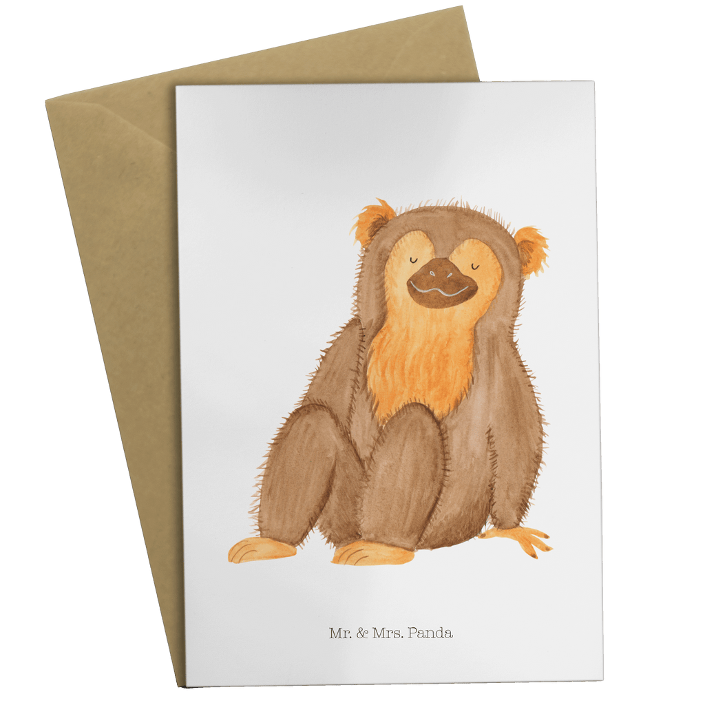 Grußkarte Affe Klappkarte, Einladungskarte, Glückwunschkarte, Hochzeitskarte, Geburtstagskarte, Karte, Afrika, Wildtiere, Affe, Äffchen, Affen, Selbstliebe, Respekt, Motivation, Selbstachtung, Liebe, Selbstbewusstsein, Selfcare