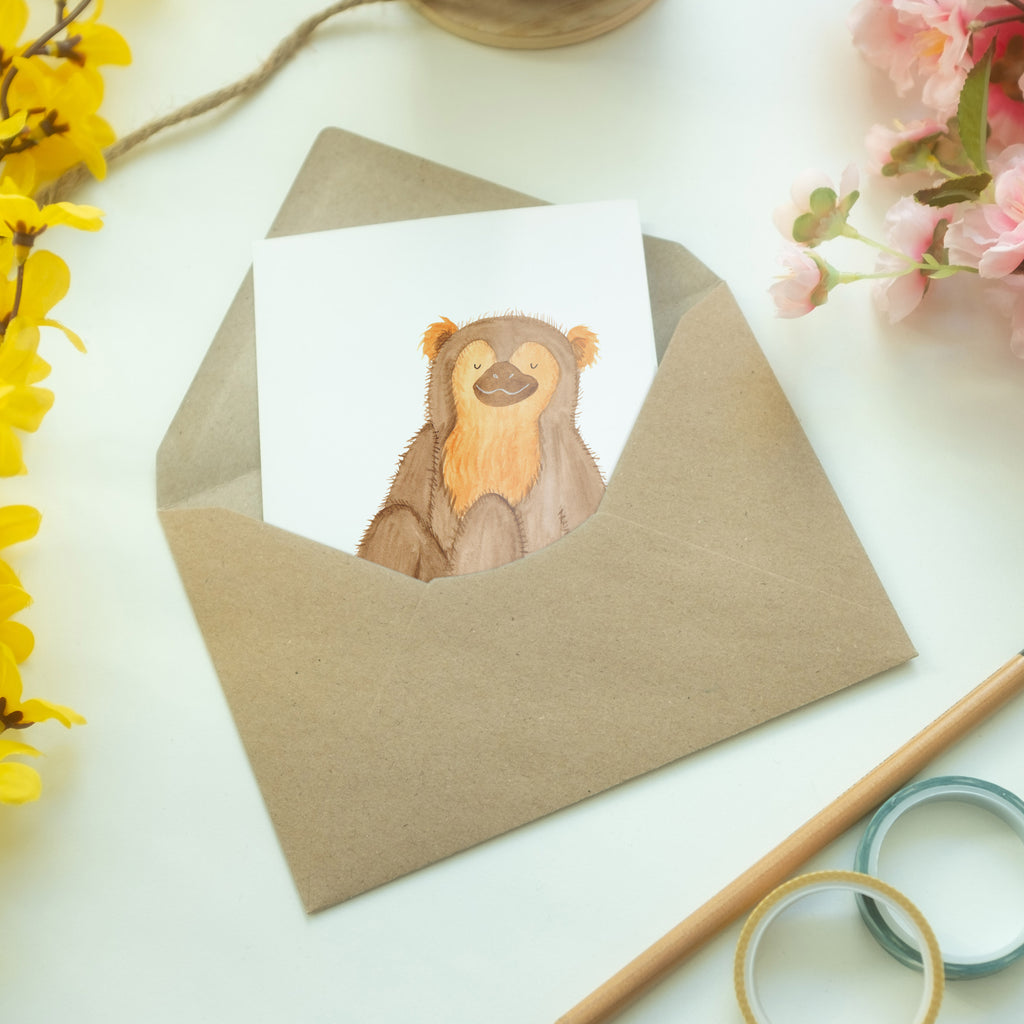 Grußkarte Affe Klappkarte, Einladungskarte, Glückwunschkarte, Hochzeitskarte, Geburtstagskarte, Karte, Afrika, Wildtiere, Affe, Äffchen, Affen, Selbstliebe, Respekt, Motivation, Selbstachtung, Liebe, Selbstbewusstsein, Selfcare