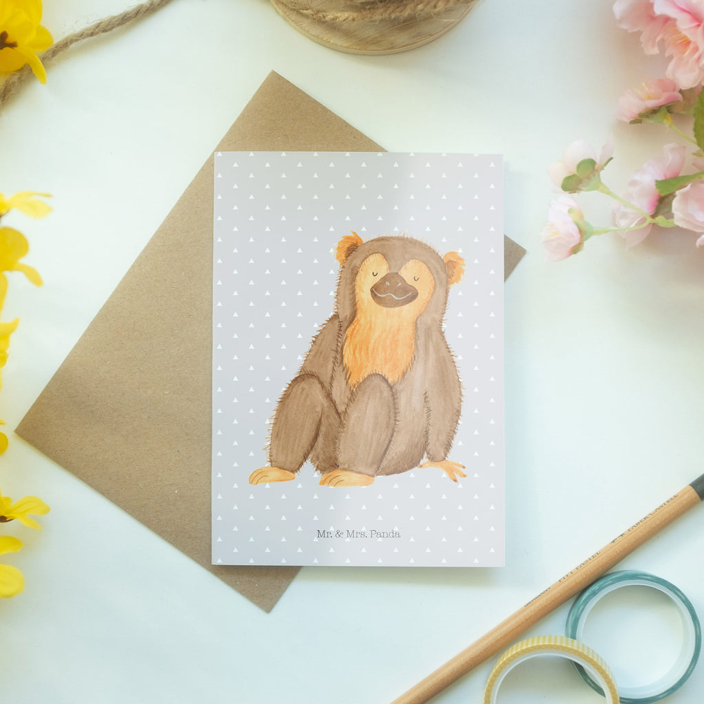 Grußkarte Affe Klappkarte, Einladungskarte, Glückwunschkarte, Hochzeitskarte, Geburtstagskarte, Karte, Afrika, Wildtiere, Affe, Äffchen, Affen, Selbstliebe, Respekt, Motivation, Selbstachtung, Liebe, Selbstbewusstsein, Selfcare