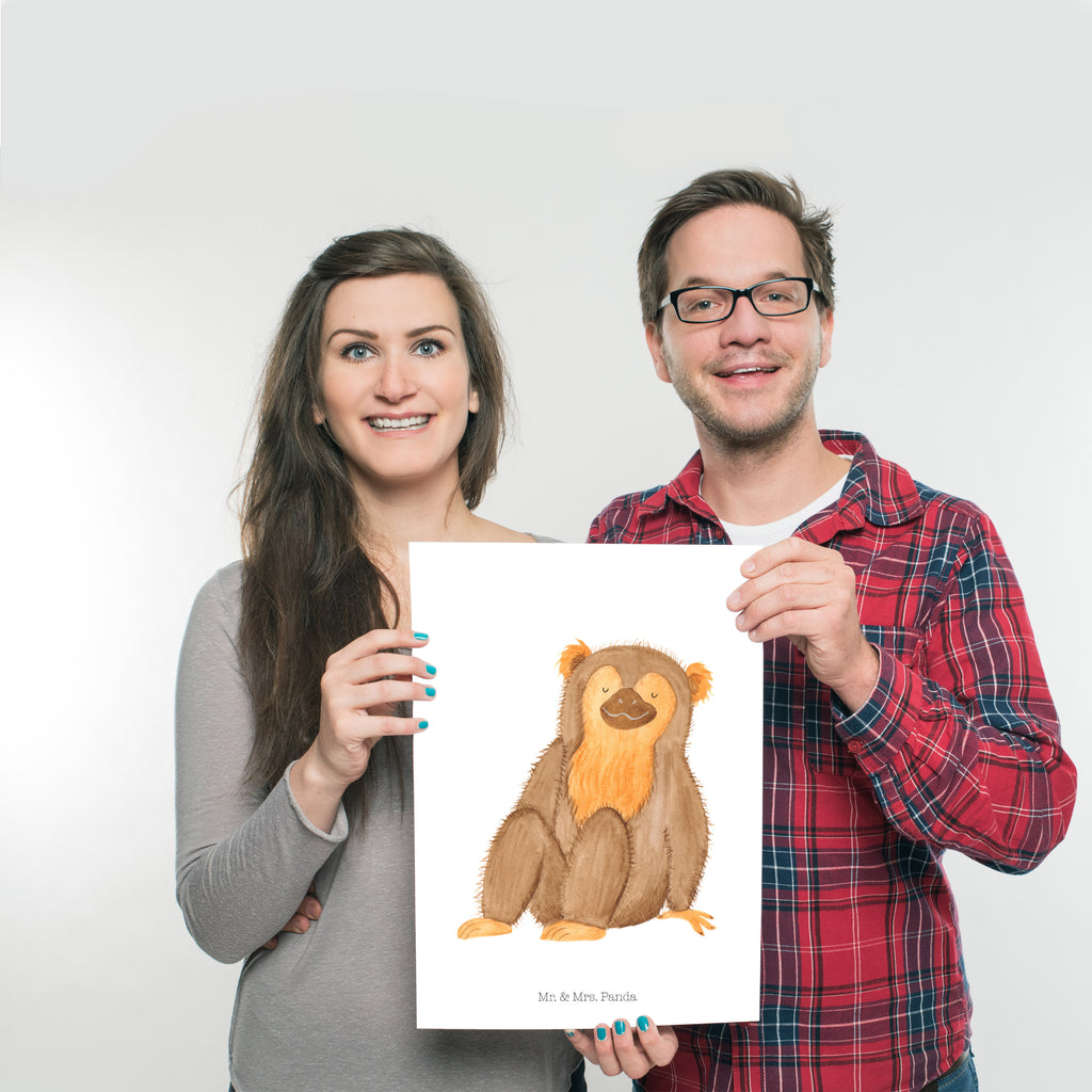 Poster Affe Poster, Wandposter, Bild, Wanddeko, Küchenposter, Kinderposter, Wanddeko Bild, Raumdekoration, Wanddekoration, Handgemaltes Poster, Mr. & Mrs. Panda Poster, Designposter, Kunstdruck, Posterdruck, Afrika, Wildtiere, Affe, Äffchen, Affen, Selbstliebe, Respekt, Motivation, Selbstachtung, Liebe, Selbstbewusstsein, Selfcare