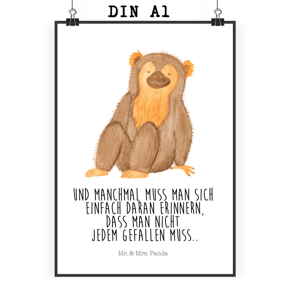 Poster Affe Poster, Wandposter, Bild, Wanddeko, Küchenposter, Kinderposter, Wanddeko Bild, Raumdekoration, Wanddekoration, Handgemaltes Poster, Mr. & Mrs. Panda Poster, Designposter, Kunstdruck, Posterdruck, Afrika, Wildtiere, Affe, Äffchen, Affen, Selbstliebe, Respekt, Motivation, Selbstachtung, Liebe, Selbstbewusstsein, Selfcare