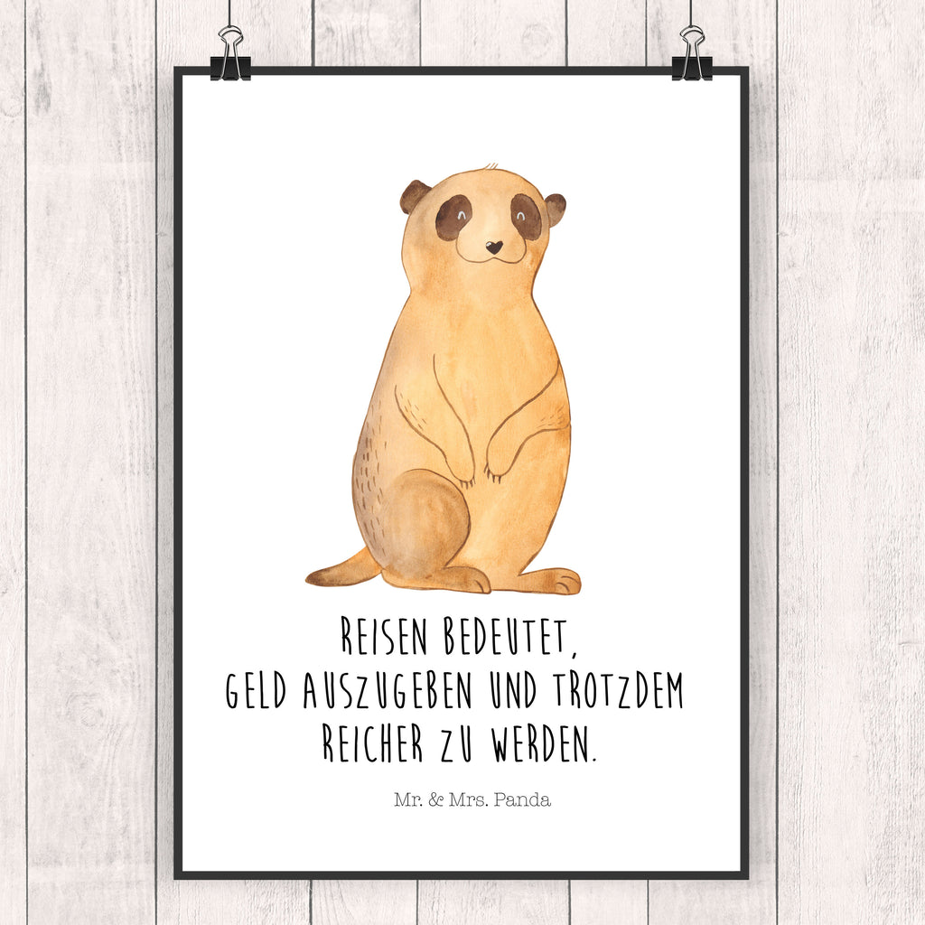 Poster Erdmännchen Poster, Wandposter, Bild, Wanddeko, Küchenposter, Kinderposter, Wanddeko Bild, Raumdekoration, Wanddekoration, Handgemaltes Poster, Mr. & Mrs. Panda Poster, Designposter, Kunstdruck, Posterdruck, Afrika, Wildtiere, Erdmännchen, Reisen, Spruch, Weltreise, Afrikareise, Roadtrip, Traveling