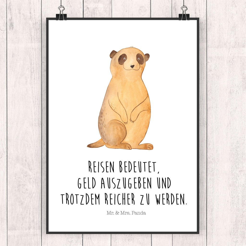 Poster Erdmännchen Poster, Wandposter, Bild, Wanddeko, Küchenposter, Kinderposter, Wanddeko Bild, Raumdekoration, Wanddekoration, Handgemaltes Poster, Mr. & Mrs. Panda Poster, Designposter, Kunstdruck, Posterdruck, Afrika, Wildtiere, Erdmännchen, Reisen, Spruch, Weltreise, Afrikareise, Roadtrip, Traveling