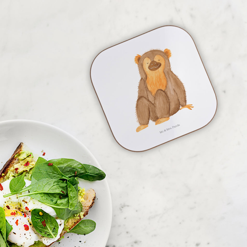 Quadratische Untersetzer Affe Bierdeckel, Glasuntersetzer, Untersetzer Gläser, Getränkeuntersetzer, Afrika, Wildtiere, Affe, Äffchen, Affen, Selbstliebe, Respekt, Motivation, Selbstachtung, Liebe, Selbstbewusstsein, Selfcare