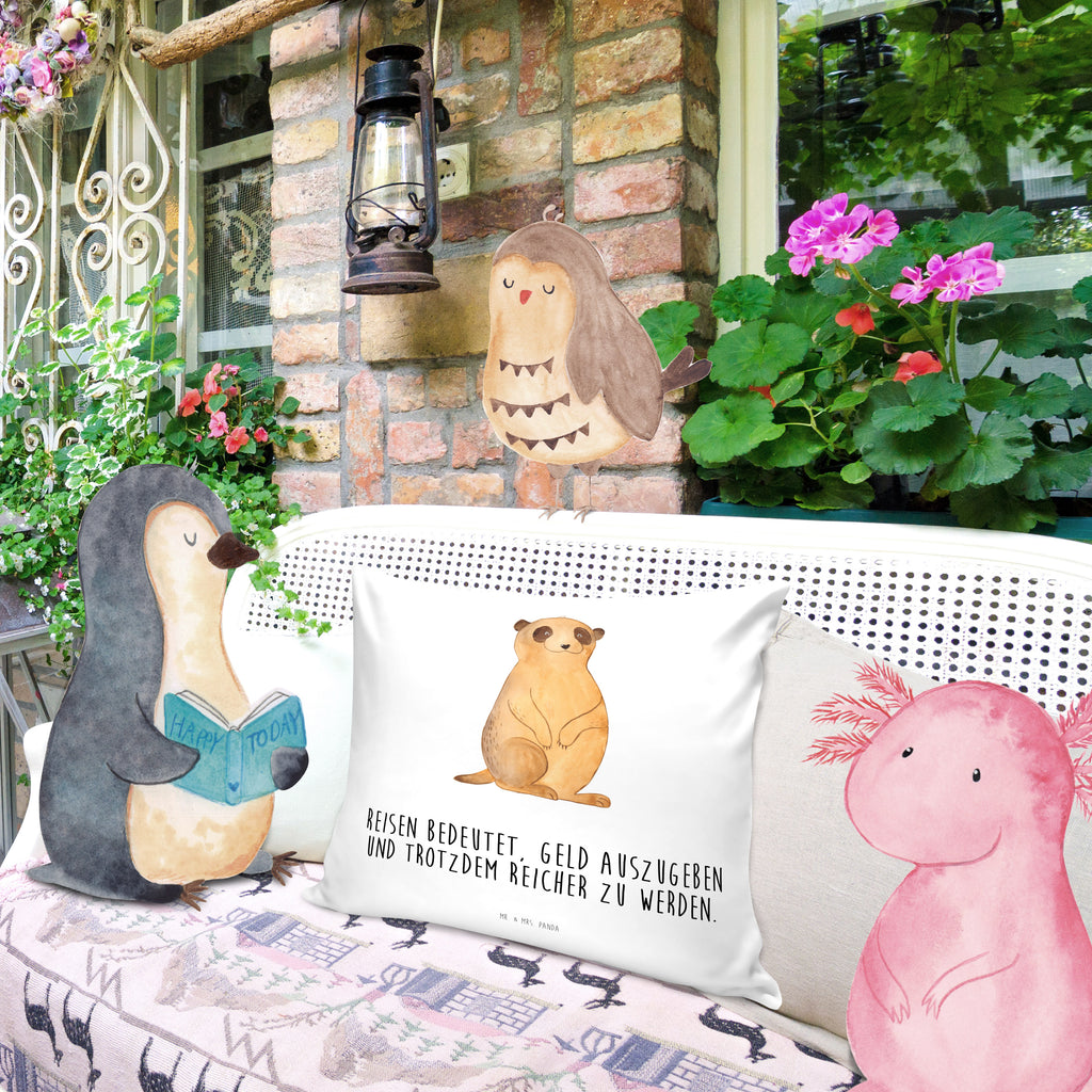 40x40 Kissen Erdmännchen Kissenhülle, Kopfkissen, Sofakissen, Dekokissen, Motivkissen, Afrika, Wildtiere, Erdmännchen, Reisen, Spruch, Weltreise, Afrikareise, Roadtrip, Traveling