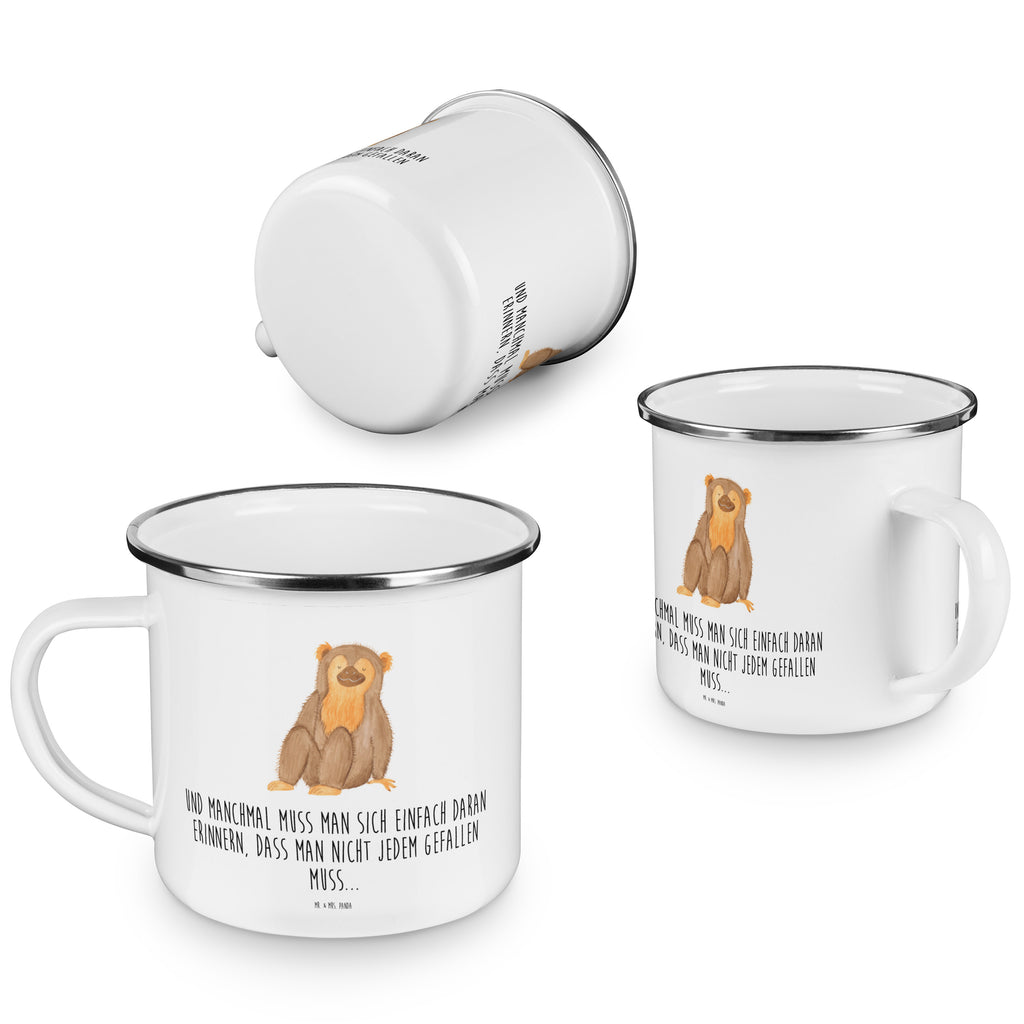 Camping Emaille Tasse Affe Campingtasse, Trinkbecher, Metalltasse, Outdoor Tasse, Emaille Trinkbecher, Blechtasse Outdoor, Emaille Campingbecher, Edelstahl Trinkbecher, Metalltasse für Camping, Kaffee Blechtasse, Camping Tasse Metall, Afrika, Wildtiere, Affe, Äffchen, Affen, Selbstliebe, Respekt, Motivation, Selbstachtung, Liebe, Selbstbewusstsein, Selfcare