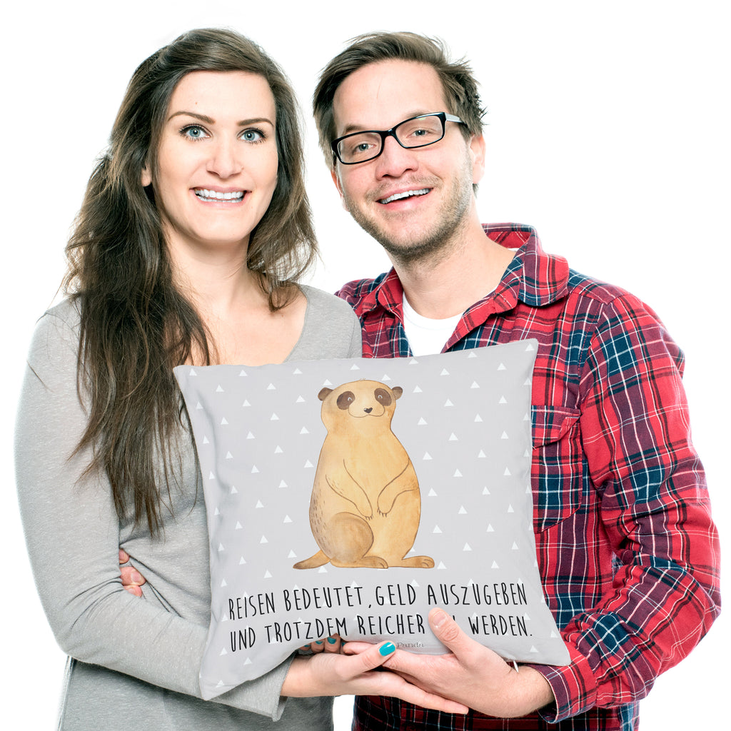 40x40 Kissen Erdmännchen Kissenhülle, Kopfkissen, Sofakissen, Dekokissen, Motivkissen, Afrika, Wildtiere, Erdmännchen, Reisen, Spruch, Weltreise, Afrikareise, Roadtrip, Traveling