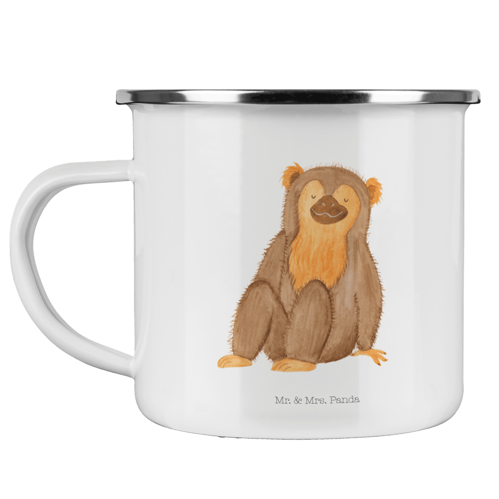 Camping Emaille Tasse Affe Campingtasse, Trinkbecher, Metalltasse, Outdoor Tasse, Emaille Trinkbecher, Blechtasse Outdoor, Emaille Campingbecher, Edelstahl Trinkbecher, Metalltasse für Camping, Kaffee Blechtasse, Camping Tasse Metall, Afrika, Wildtiere, Affe, Äffchen, Affen, Selbstliebe, Respekt, Motivation, Selbstachtung, Liebe, Selbstbewusstsein, Selfcare