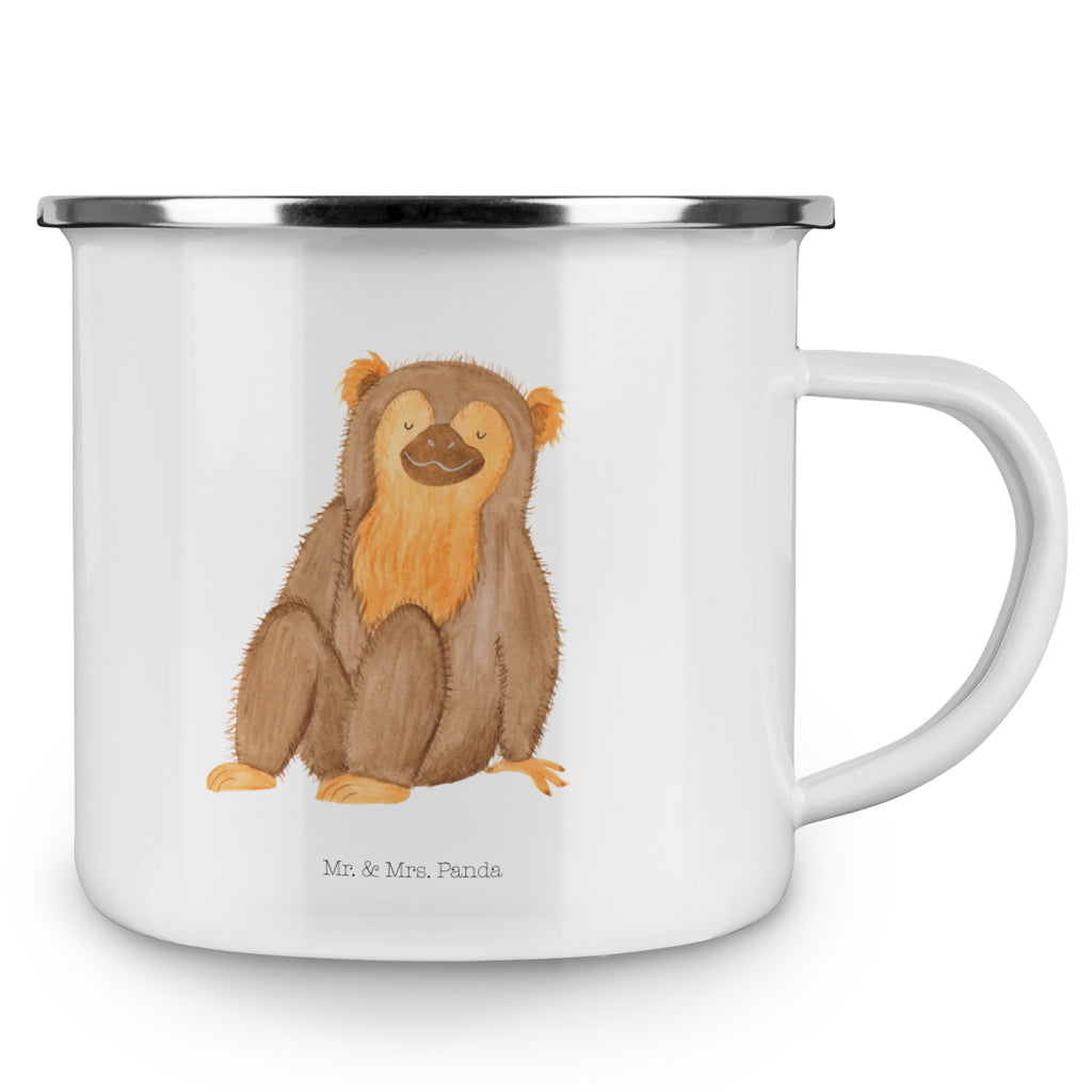 Camping Emaille Tasse Affe Campingtasse, Trinkbecher, Metalltasse, Outdoor Tasse, Emaille Trinkbecher, Blechtasse Outdoor, Emaille Campingbecher, Edelstahl Trinkbecher, Metalltasse für Camping, Kaffee Blechtasse, Camping Tasse Metall, Afrika, Wildtiere, Affe, Äffchen, Affen, Selbstliebe, Respekt, Motivation, Selbstachtung, Liebe, Selbstbewusstsein, Selfcare