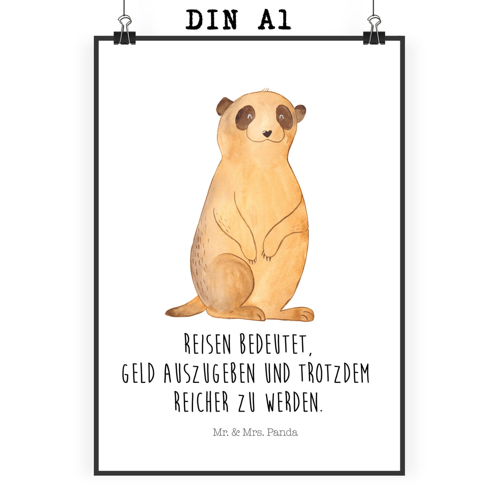 Poster Erdmännchen Poster, Wandposter, Bild, Wanddeko, Küchenposter, Kinderposter, Wanddeko Bild, Raumdekoration, Wanddekoration, Handgemaltes Poster, Mr. & Mrs. Panda Poster, Designposter, Kunstdruck, Posterdruck, Afrika, Wildtiere, Erdmännchen, Reisen, Spruch, Weltreise, Afrikareise, Roadtrip, Traveling
